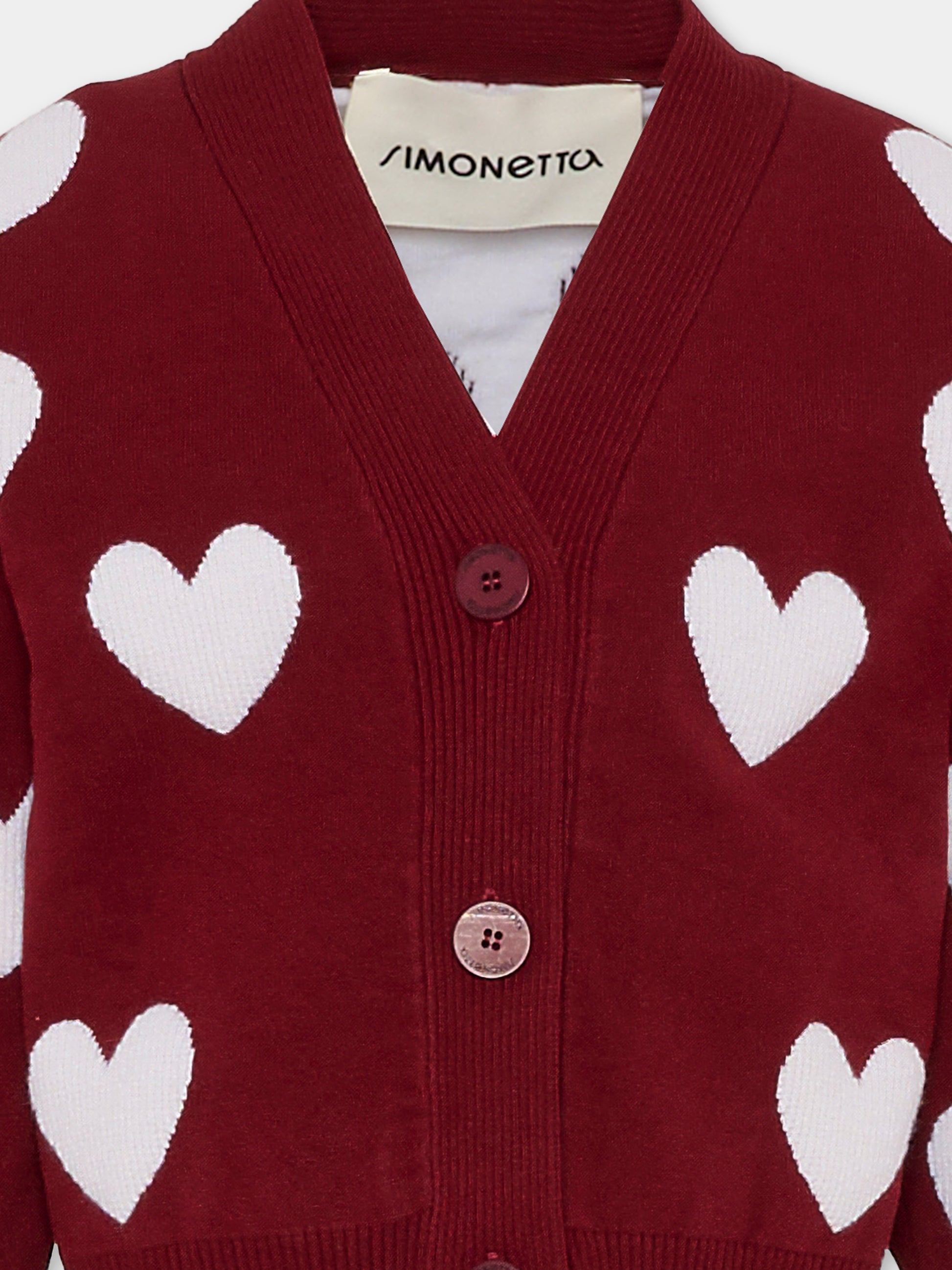 Cardigan bordeaux per bambina con cuore,Simonetta,SX2A60 X0001 562BC