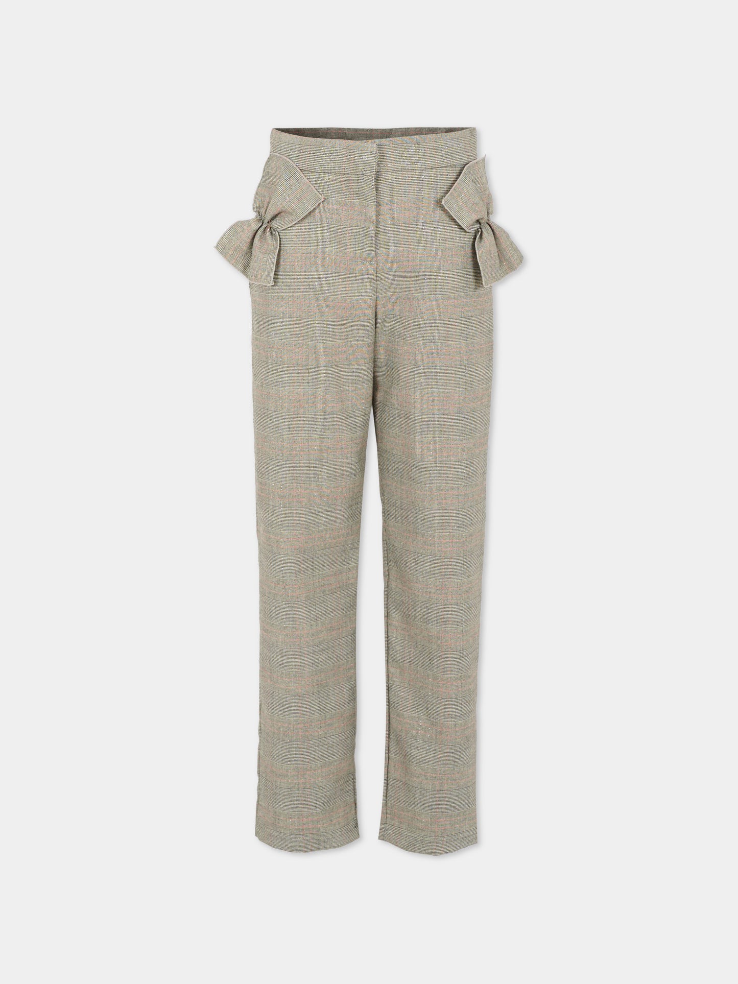 Pantaloni grigi per bambina con fiocchi,Simonetta,SX6A00 I0288 930RO