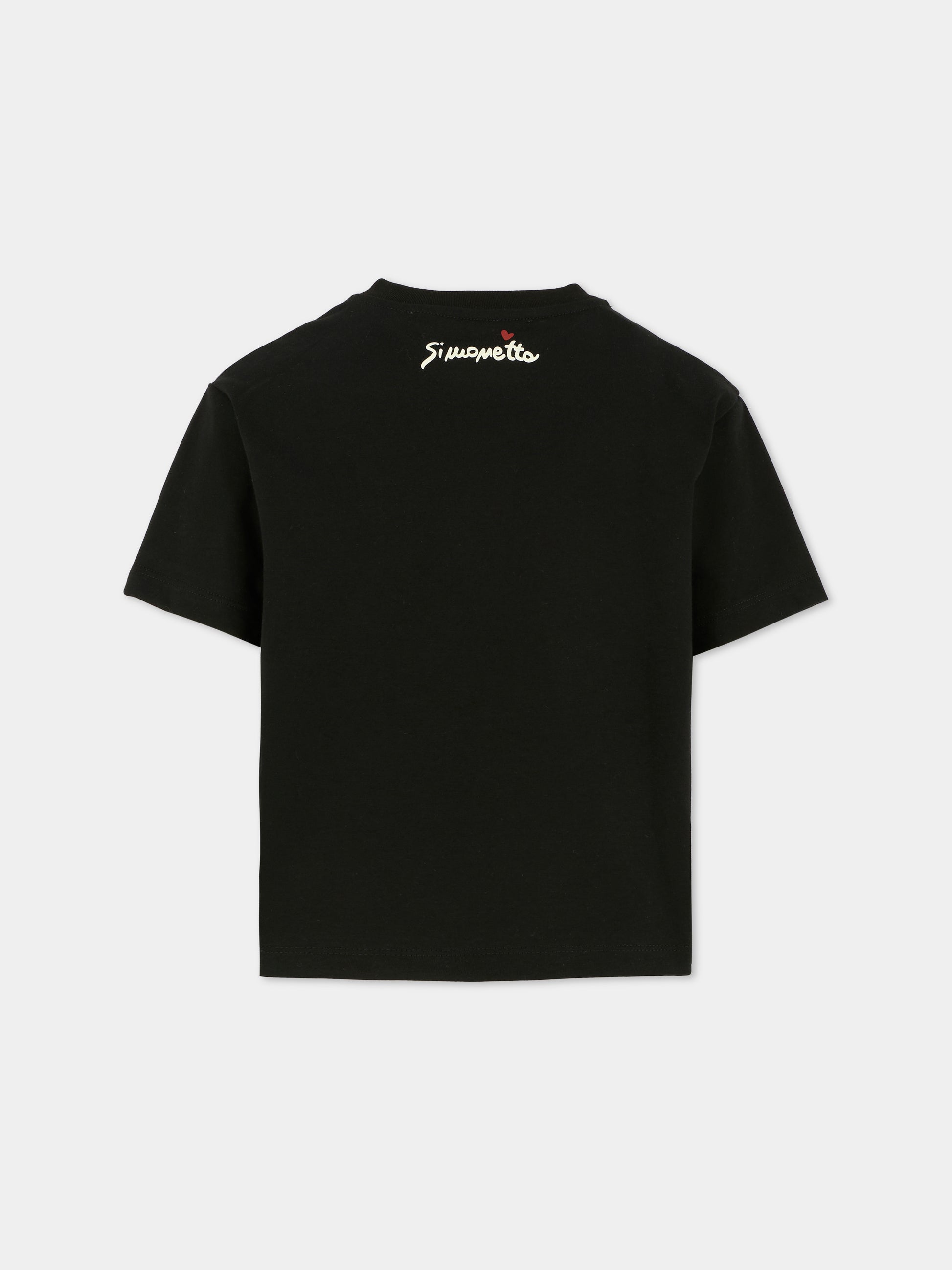T-shirt nera per bambina con fiocchi,Simonetta,SX8A01 J0177 930