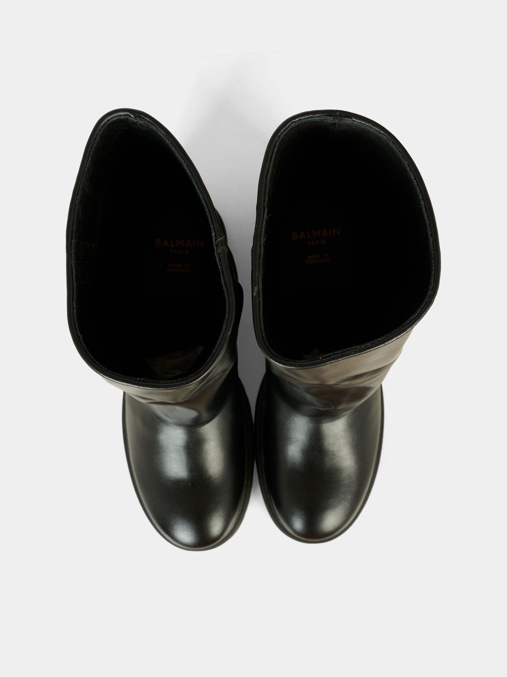 Stivali neri per bambina con bottoni oro,Balmain Kids,BX0B86-Z1574 930OR