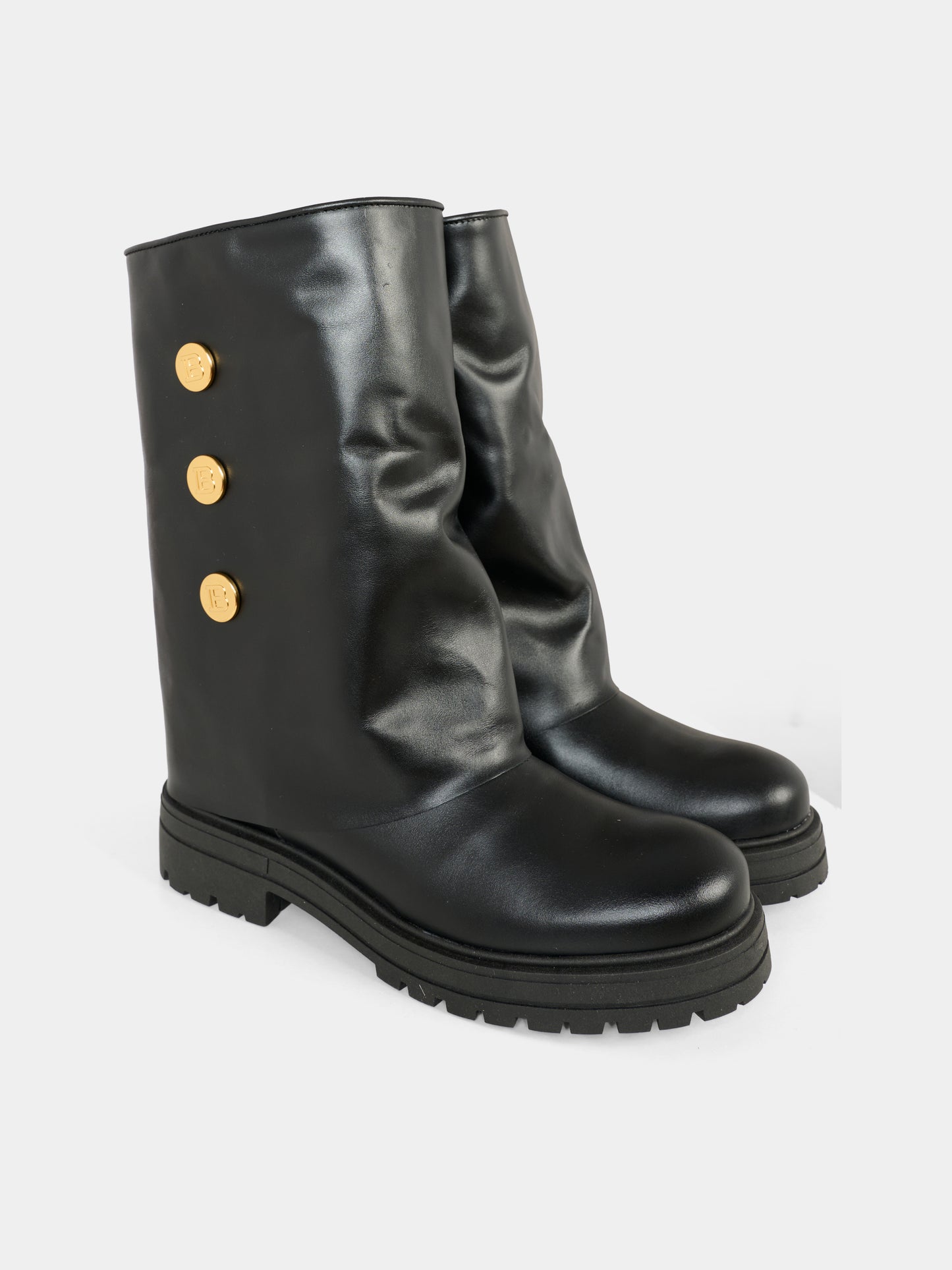 Stivali neri per bambina con bottoni oro,Balmain Kids,BX0B86-Z1574 930OR