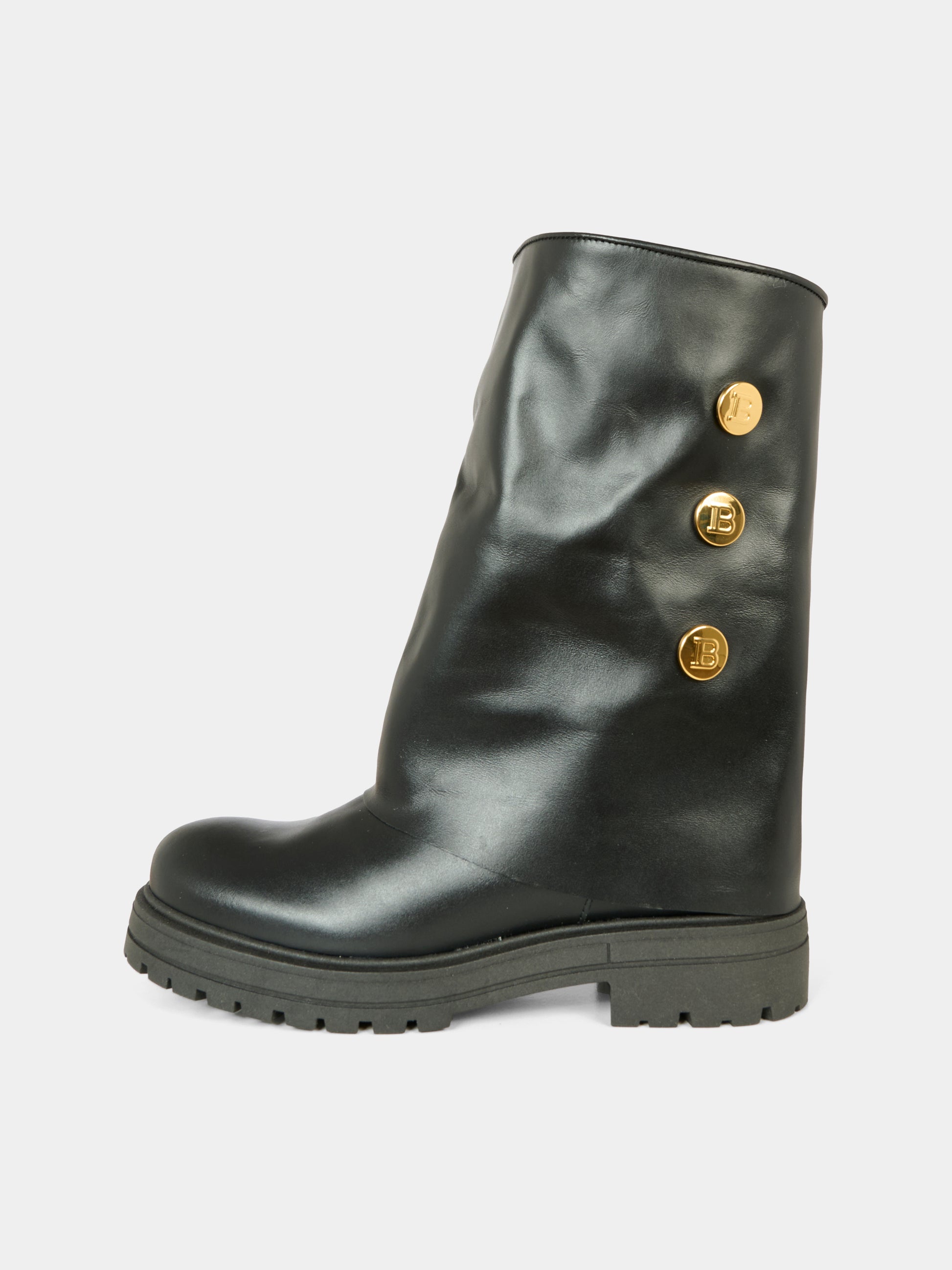 Stivali neri per bambina con bottoni oro,Balmain Kids,BX0B86-Z1574 930OR