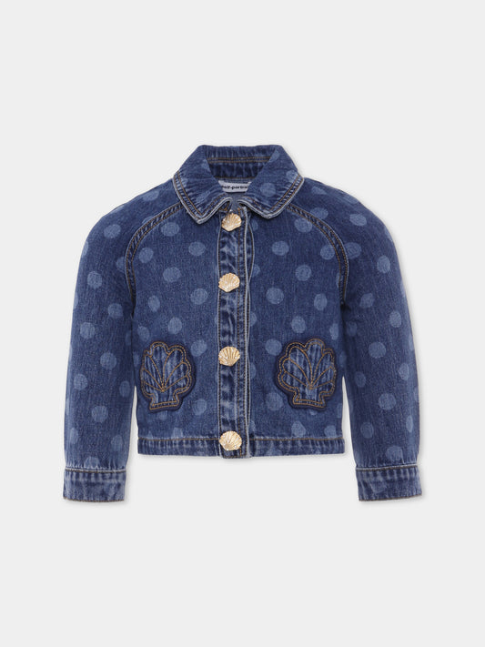 Giubbotto di jeans denim per bambina con pois,Self-portrait,PF25-703J-BL