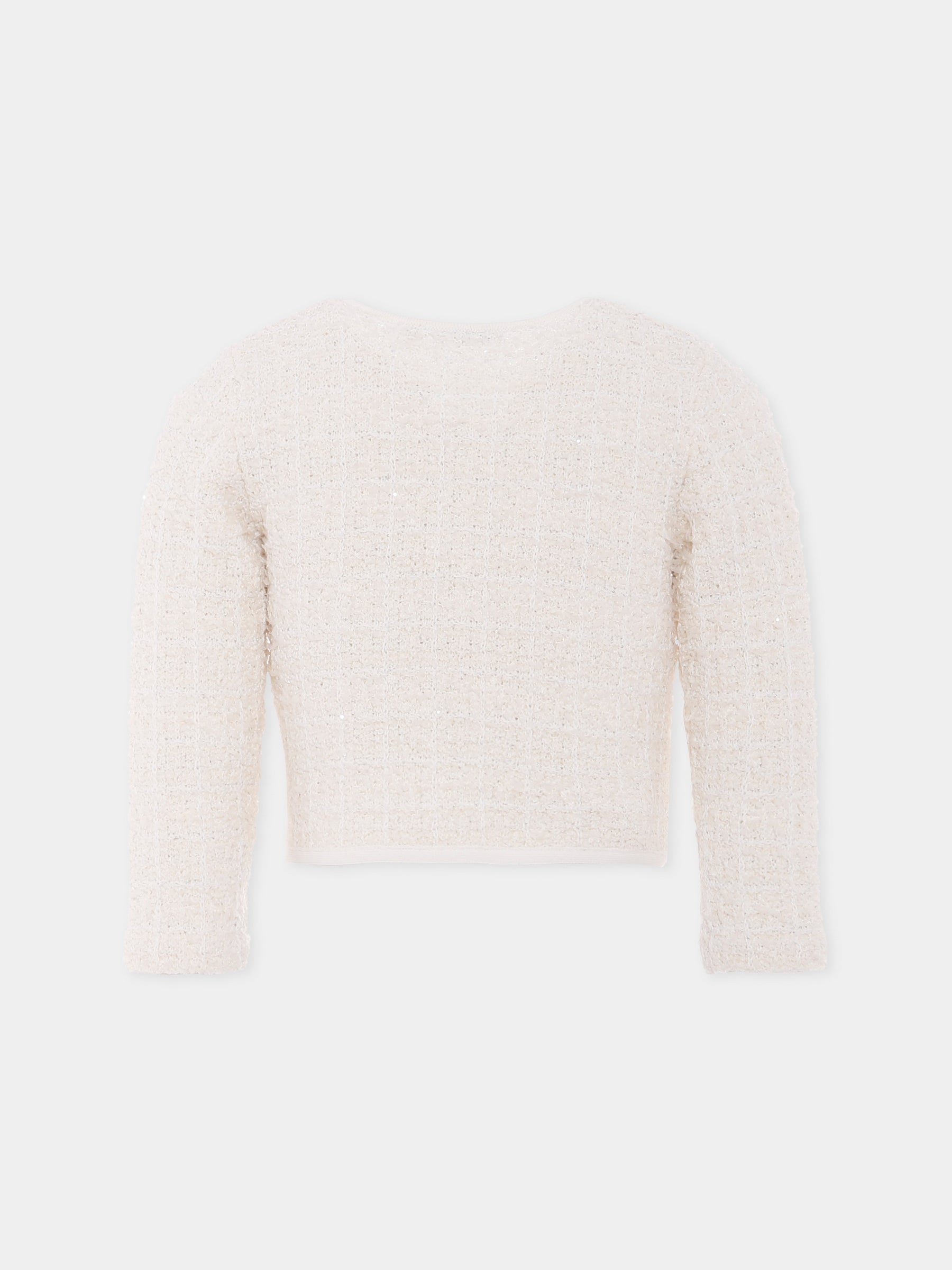 Giacca avorio per bambina con fiocchi,Self-portrait,PF25-739C-C