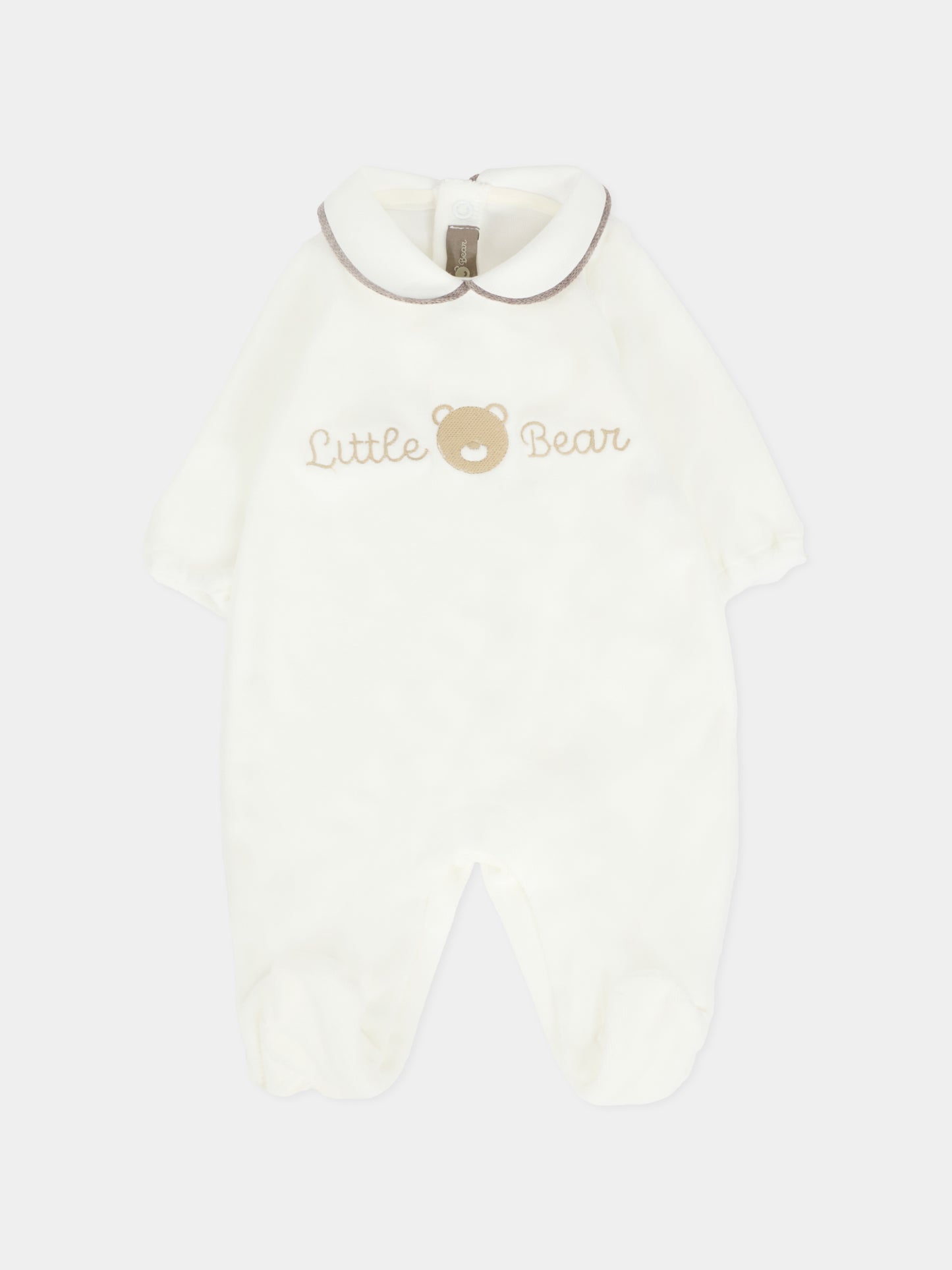 Tutina avorio per neonati con logo e orsetto,Little Bear,2021 LATTE/TORTORA