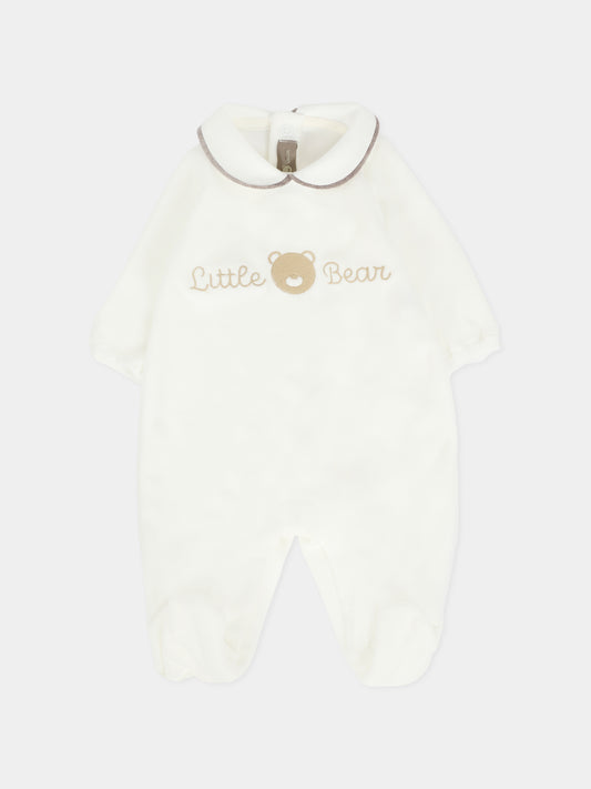 Tutina avorio per neonati con logo e orsetto,Little Bear,2021 LATTE/TORTORA