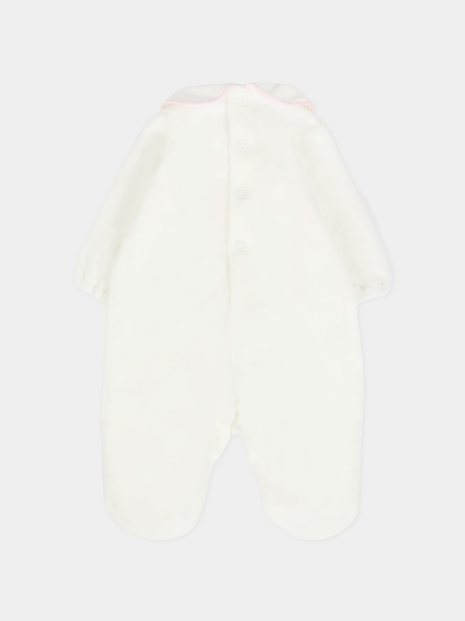 Tutina avorio per neonata con logo e orsetto,Little Bear,2021 LATTE/ROSA