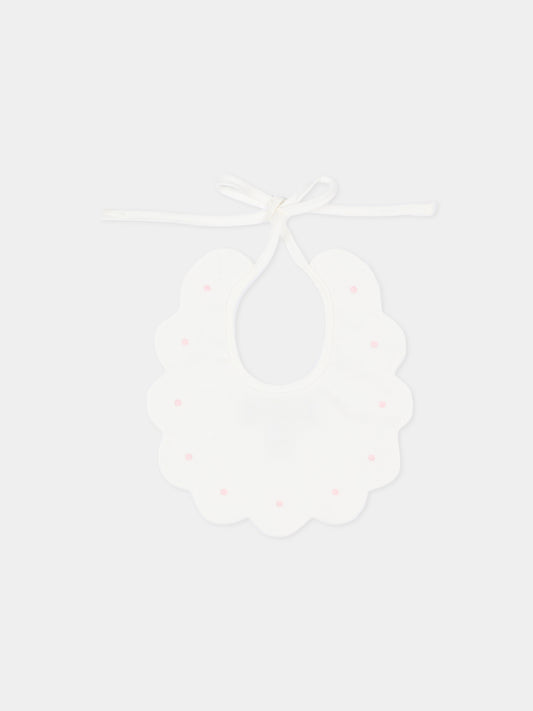 Bavaglino bianco per neonata con pois,Little Bear,2042 LATTE/ROSA