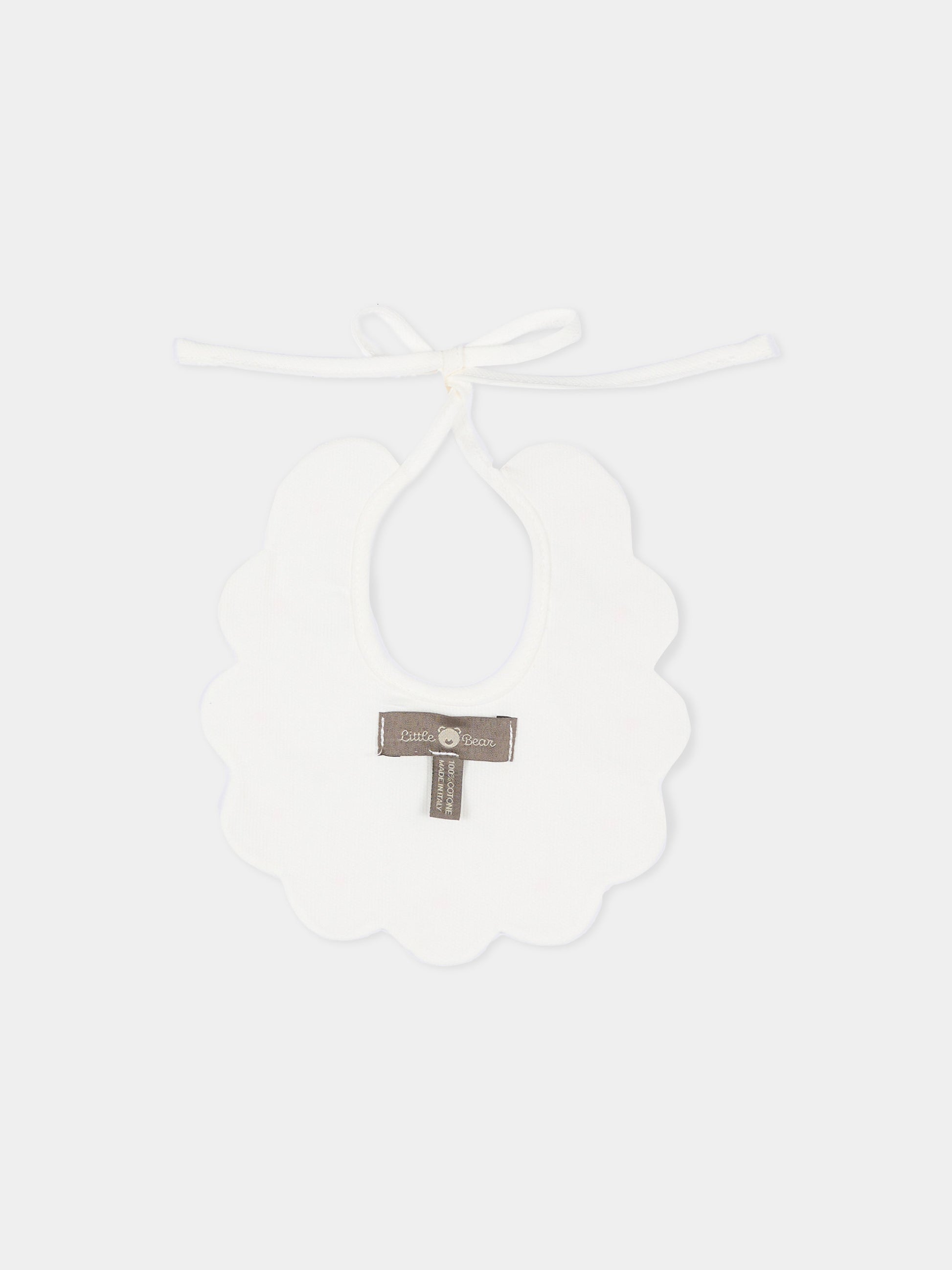 Bavaglino bianco per neonata con pois,Little Bear,2042 LATTE/ROSA