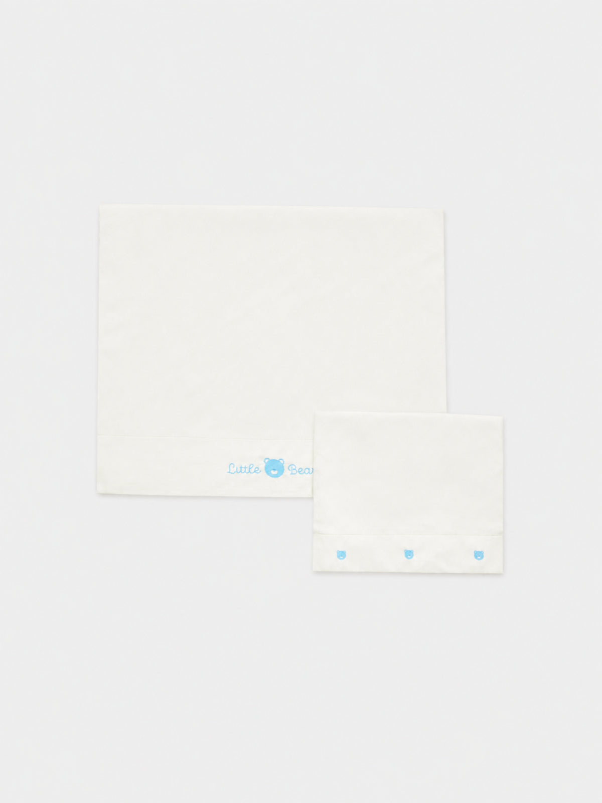 Set lenzuola bianco per neonato con orsetto e logo,Little Bear,2044 LATTE/CIELO