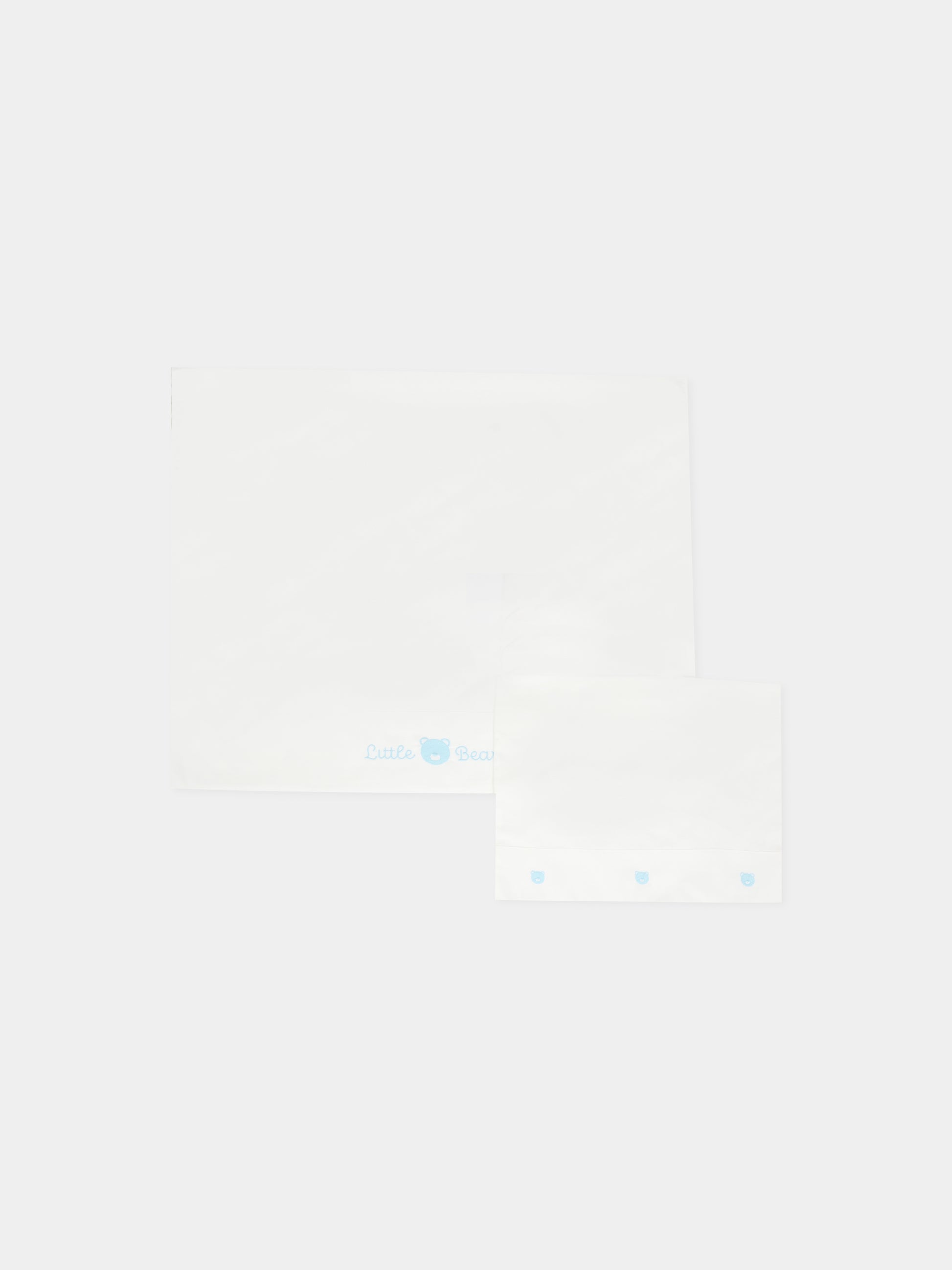Set lenzuola bianco per neonato con orsetto e logo,Little Bear,2044 LATTE/CIELO