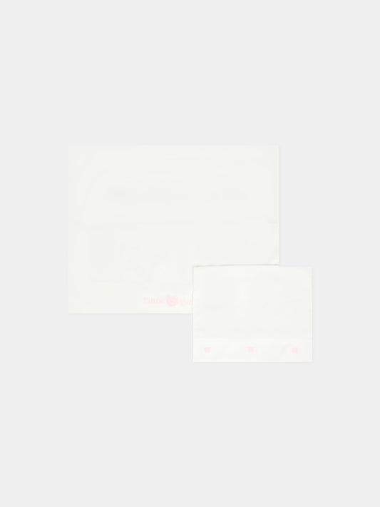 Set lenzuola bianco per neonata con orsetto e logo,Little Bear,2044 LATTE/ROSA
