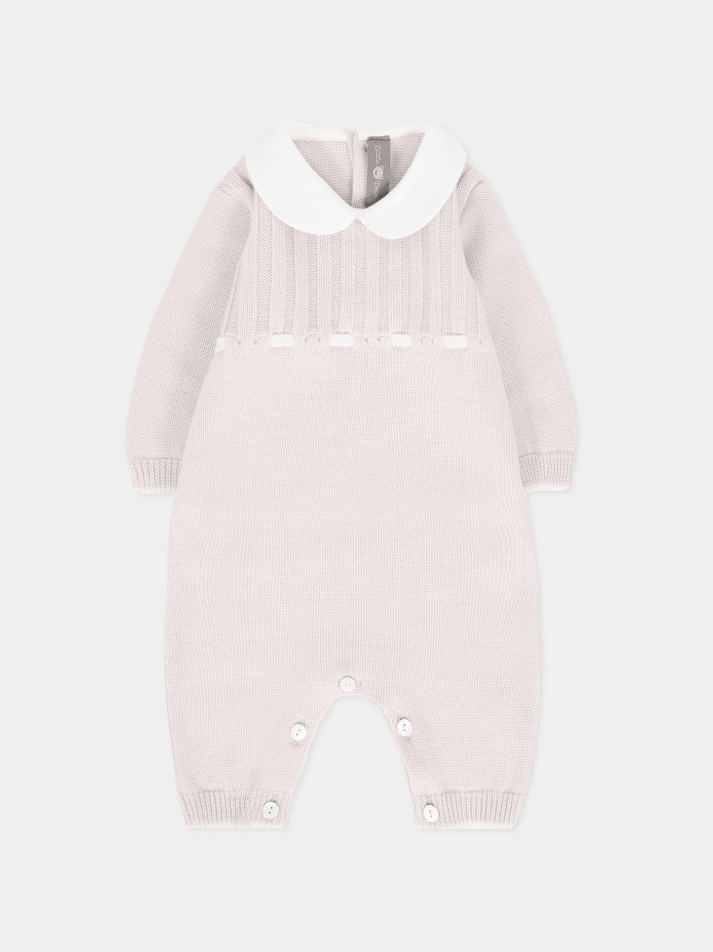 Tutina biege per neonati con nastro avorio,Little Bear,2125 BURRO/LATTE