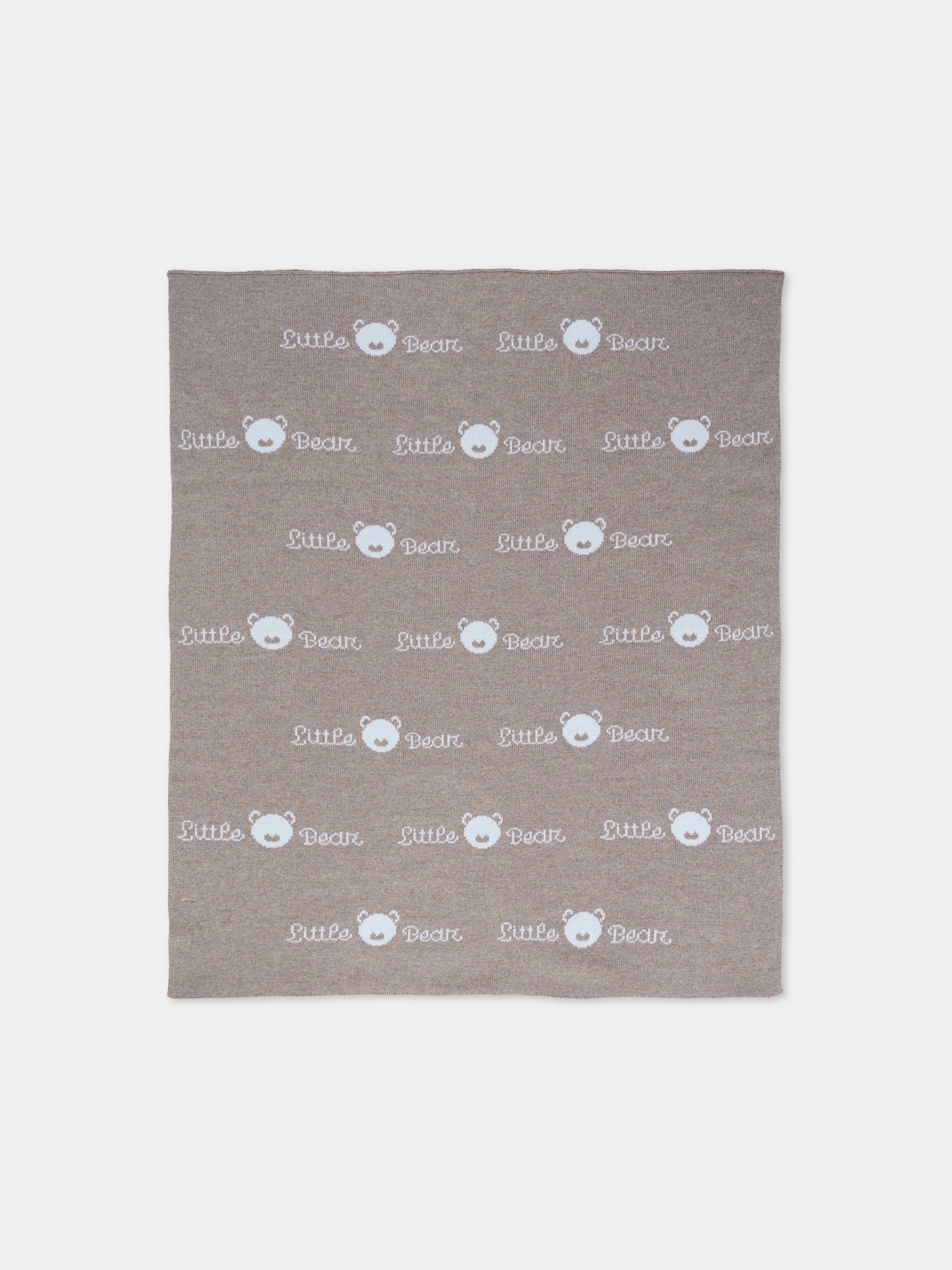 Coperta tortora per neonato con logo,Little Bear,2109 TORTORA/CIELO