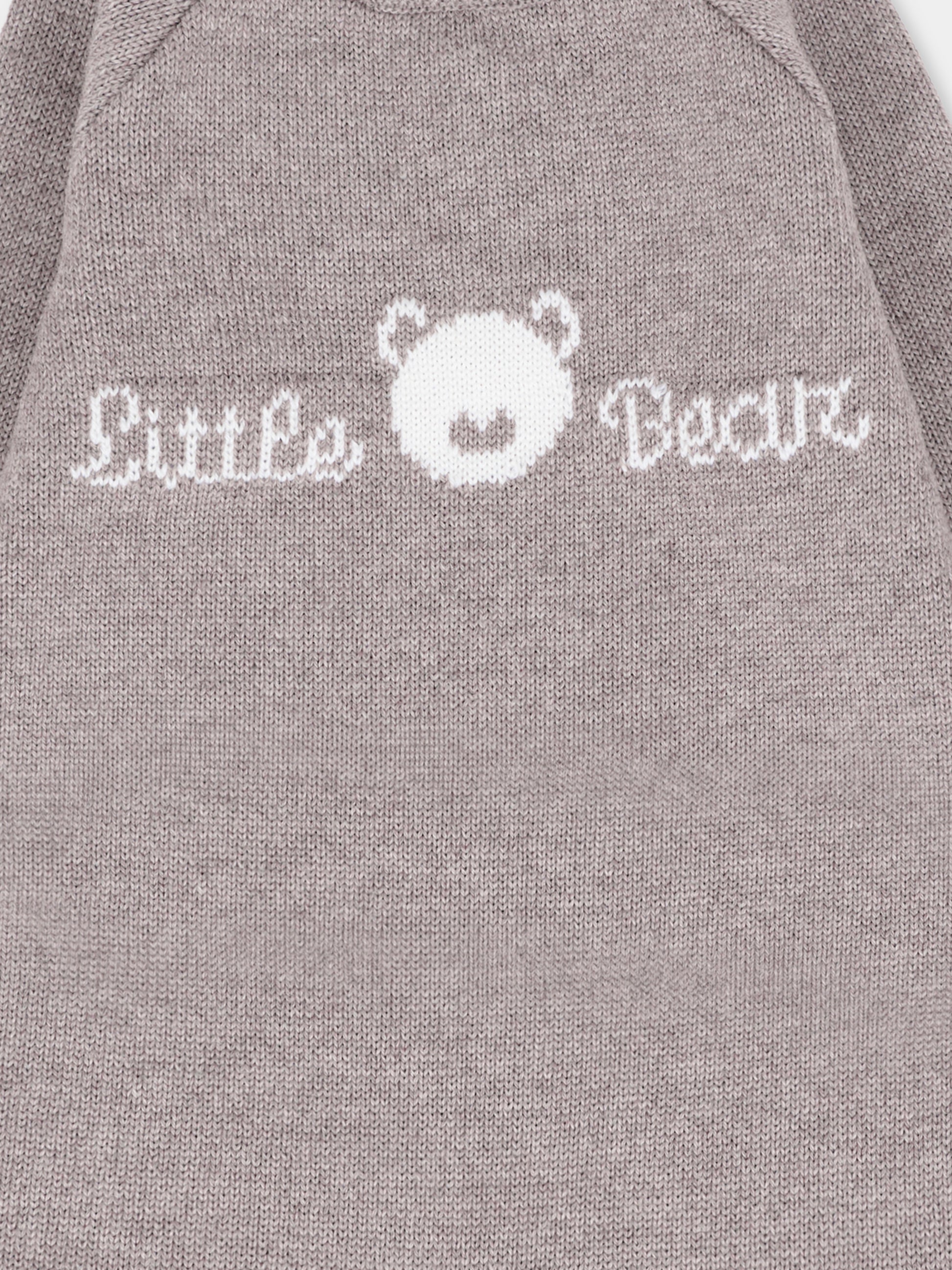 Tutina tortora per neonati con logo,Little Bear,2111 TORTORA/LATTE
