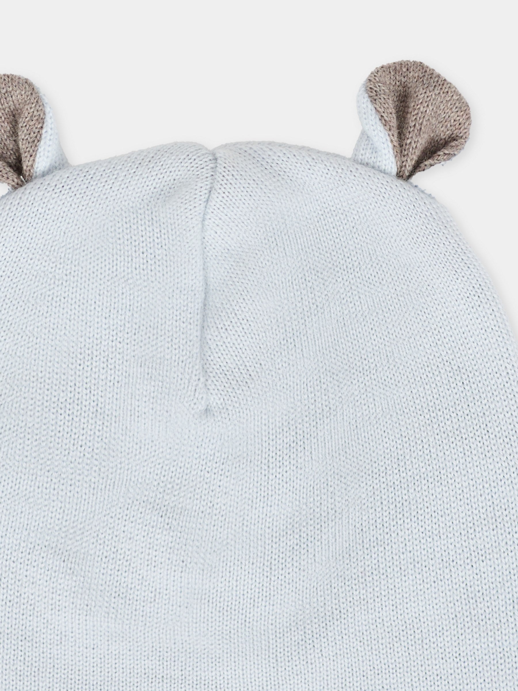 Berretto celeste per neonato con orecchie tortora,Little Bear,2115 CIELO/TORTORA