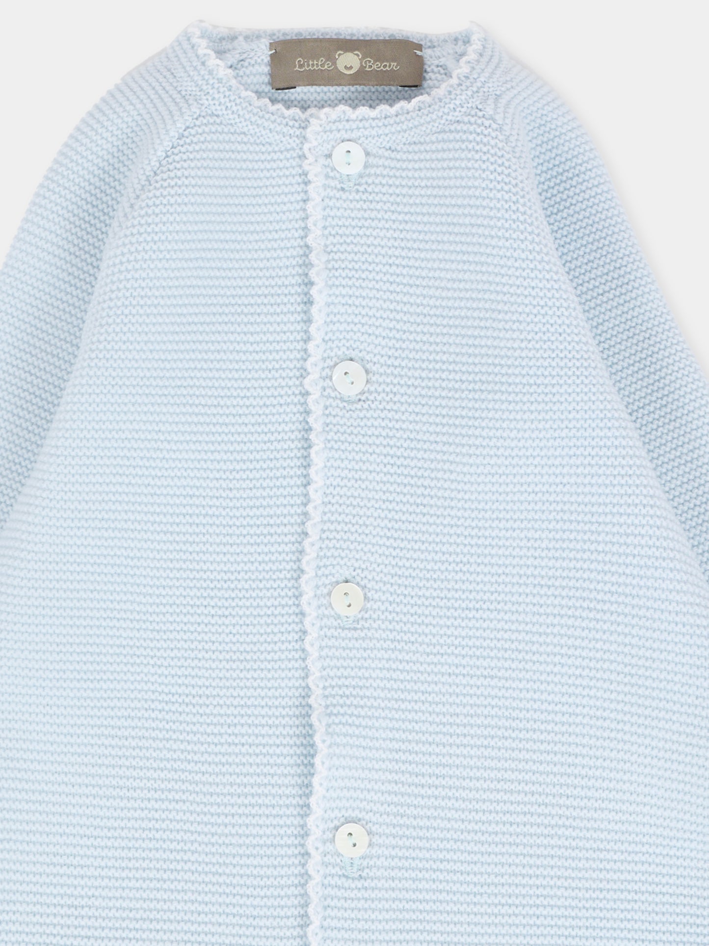 Tutina celeste per neonato con ricamo,Little Bear,2105 CIELO/LATTE