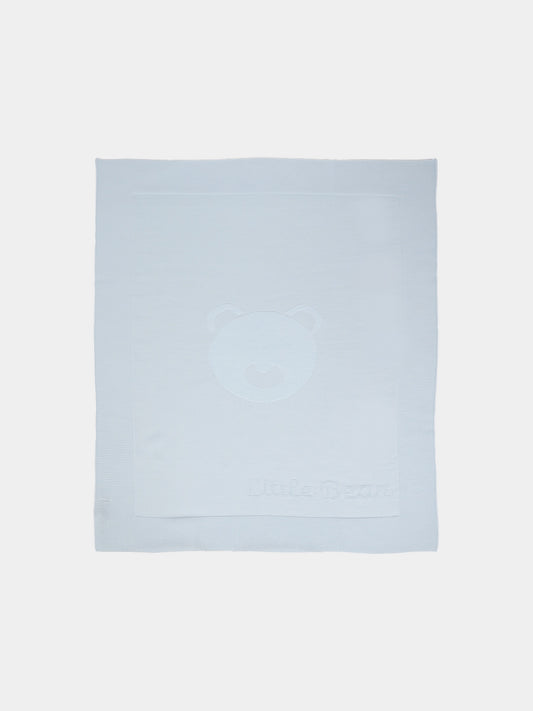 Coperta celeste per neonato con orso e logo,Little Bear,2141 CIELO