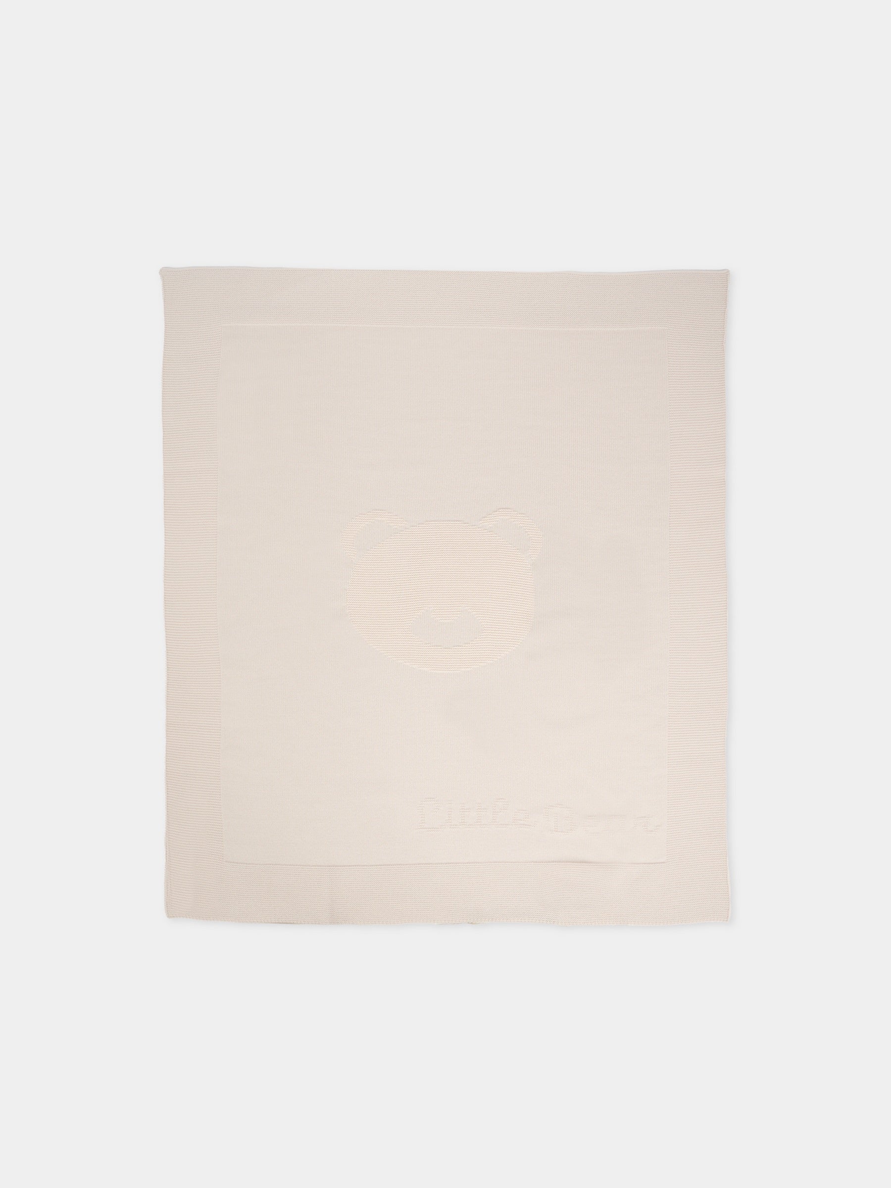 Coperta beige per neonati con orso e logo,Little Bear,2141 BURRO