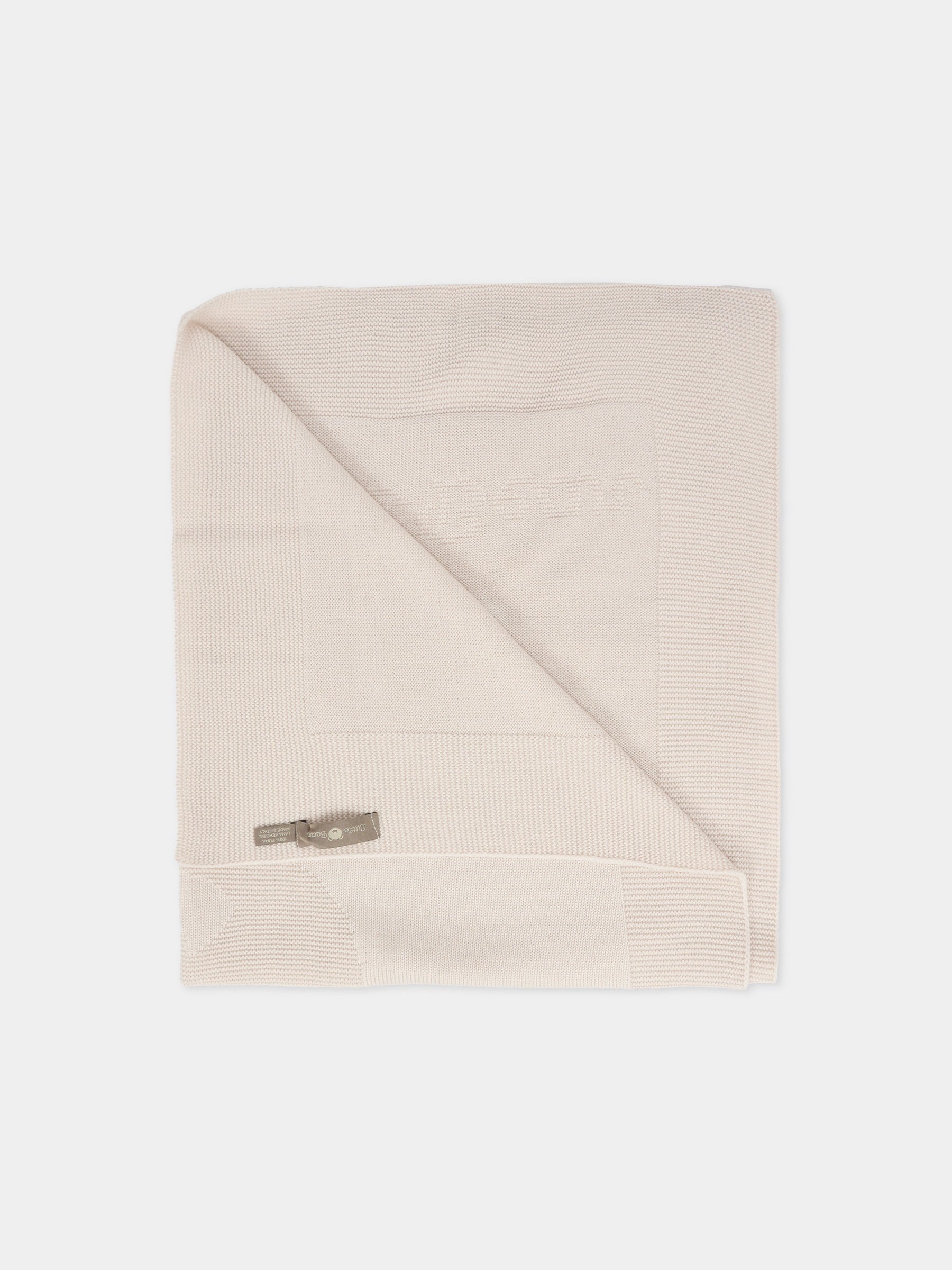 Coperta beige per neonati con orso e logo,Little Bear,2141 BURRO