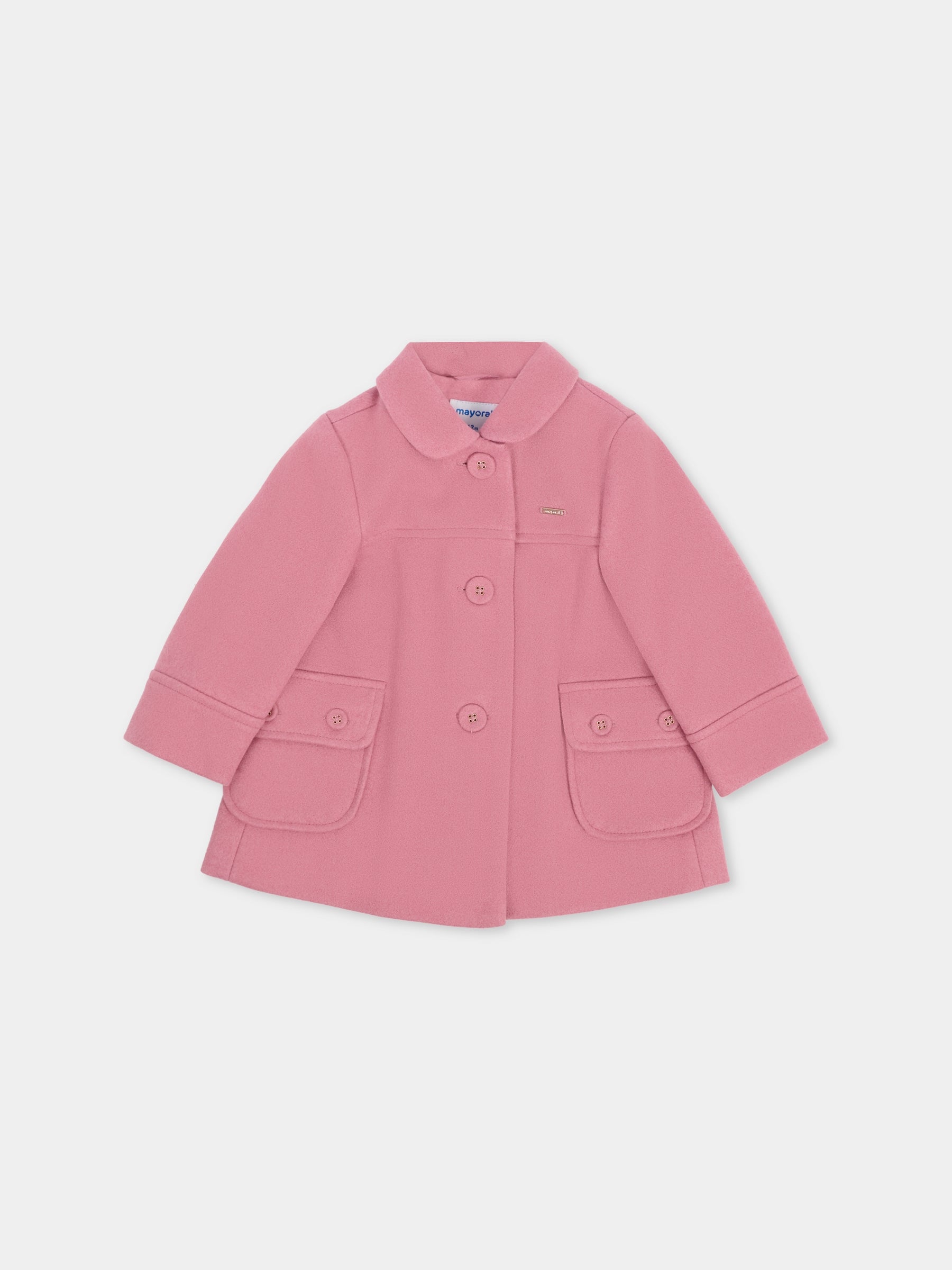 Cappotto rosa per neonata con patch logato,Mayoral,2433 025