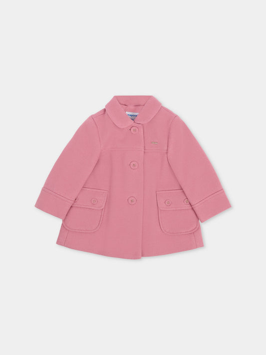 Cappotto rosa per neonata con patch logato,Mayoral,2433 025