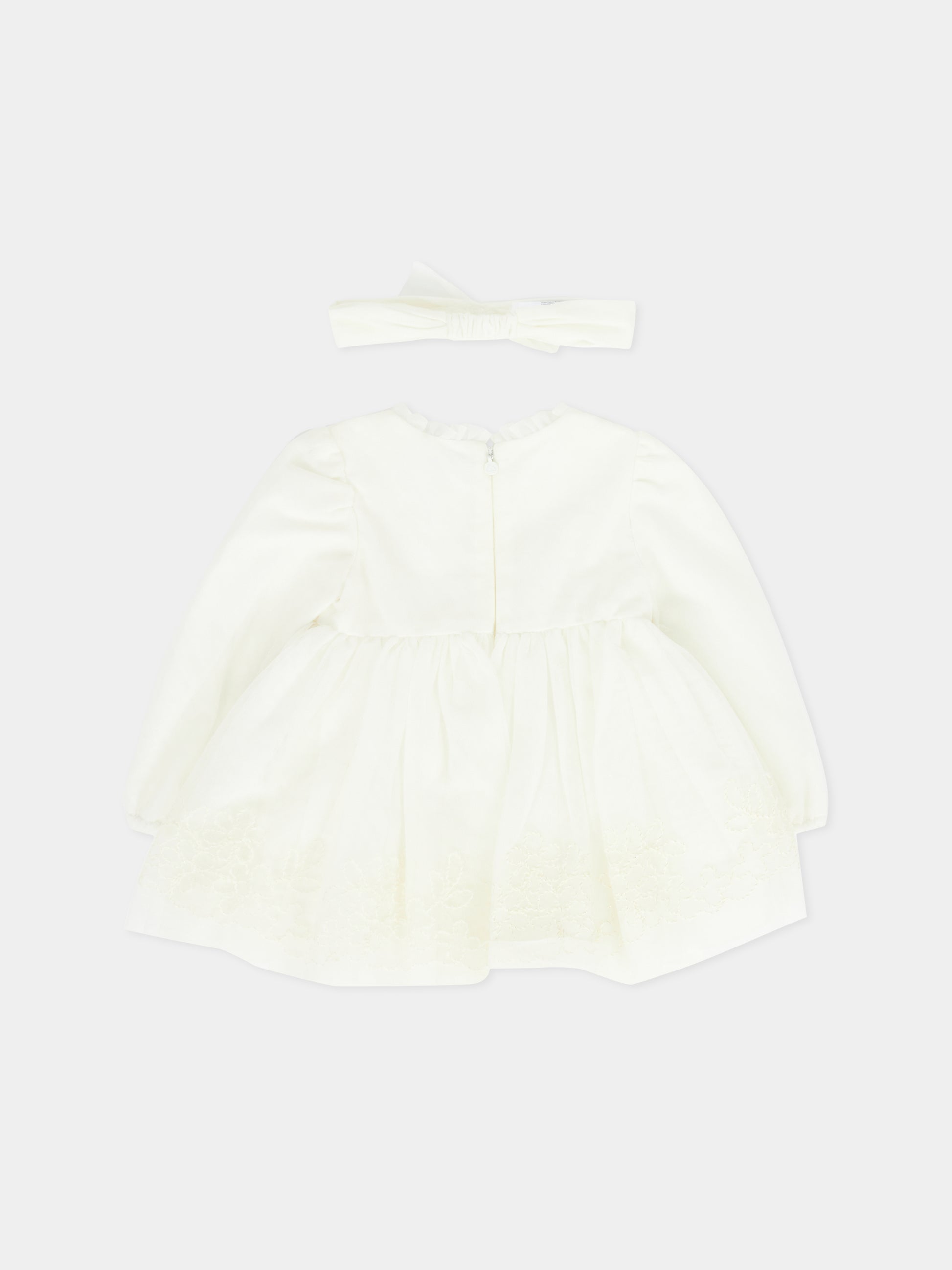 Vestito avorio per neonata con fiori ricamati,Mayoral,2902 064