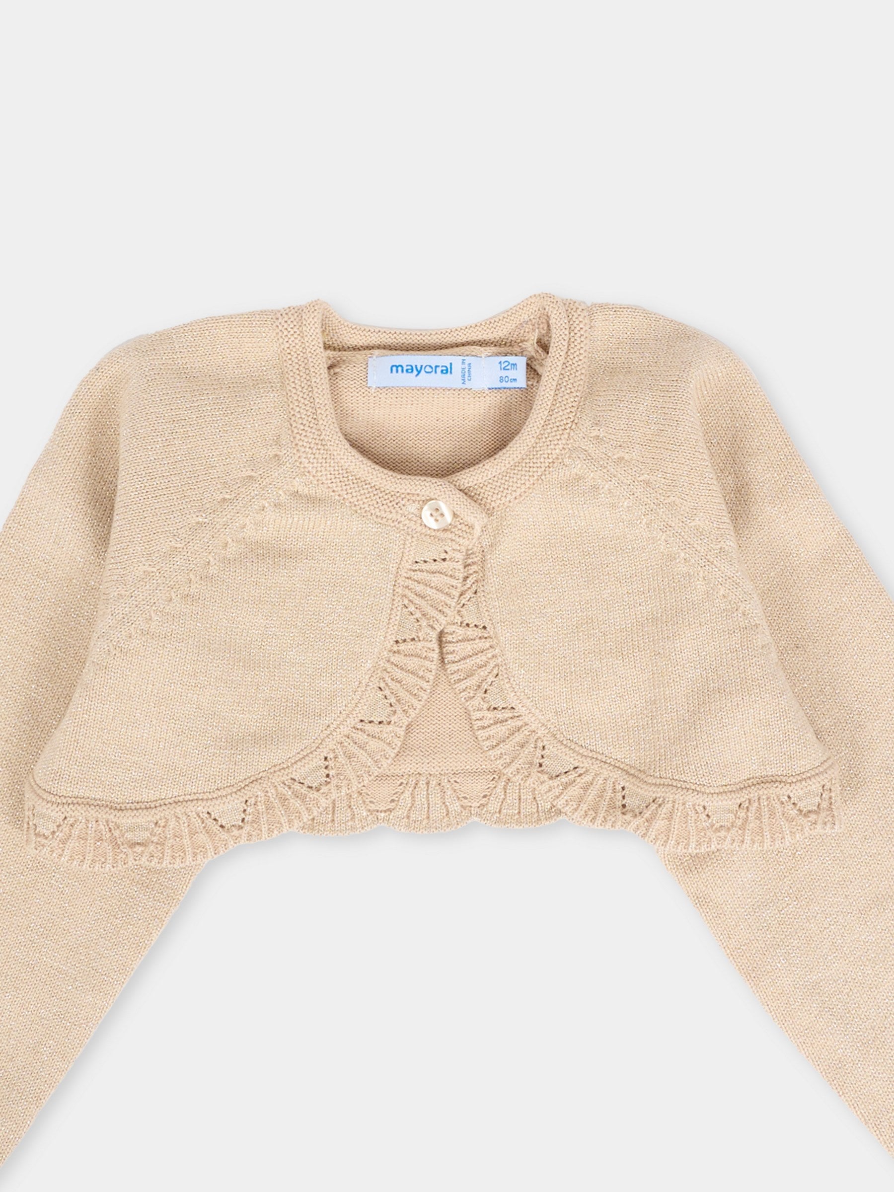 Cardigan dorato per neonata con dettagli in lurex,Mayoral,308 071