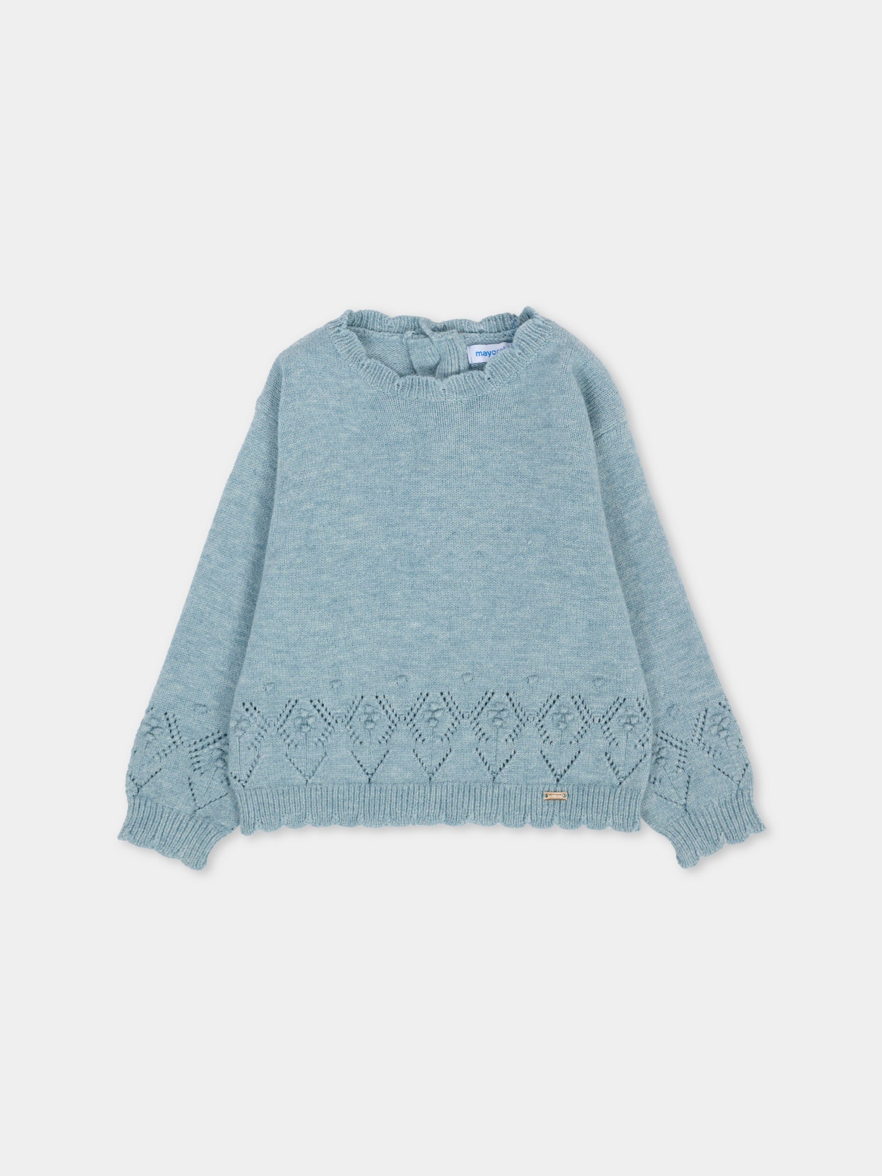 Maglione azzurro per neonata con logo,Mayoral,2353 021