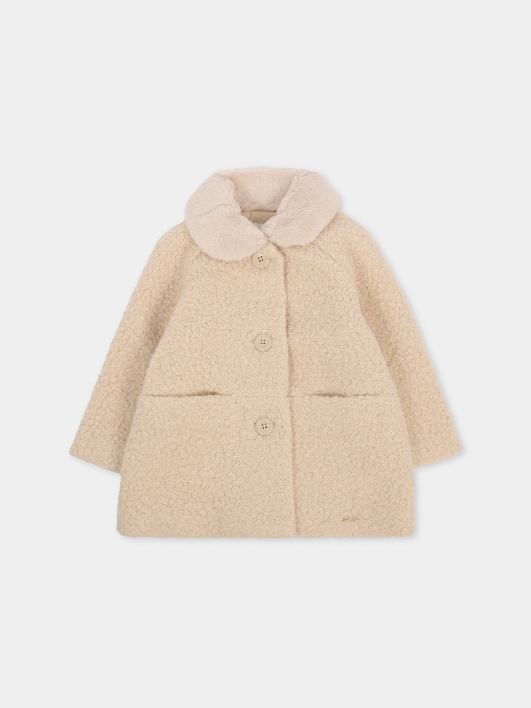 Cappotto beige per neonata con patch logato,Mayoral,2432 073