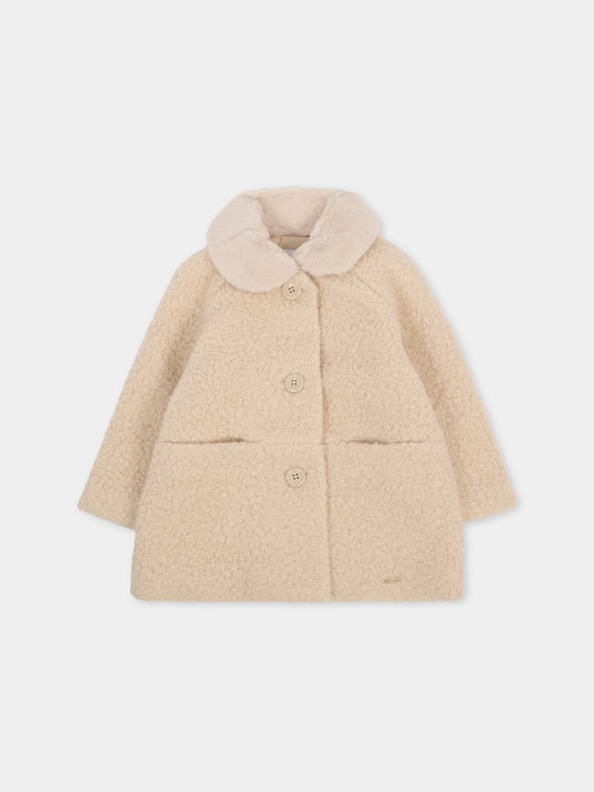 Cappotto beige per neonata con patch logato,Mayoral,2432 073