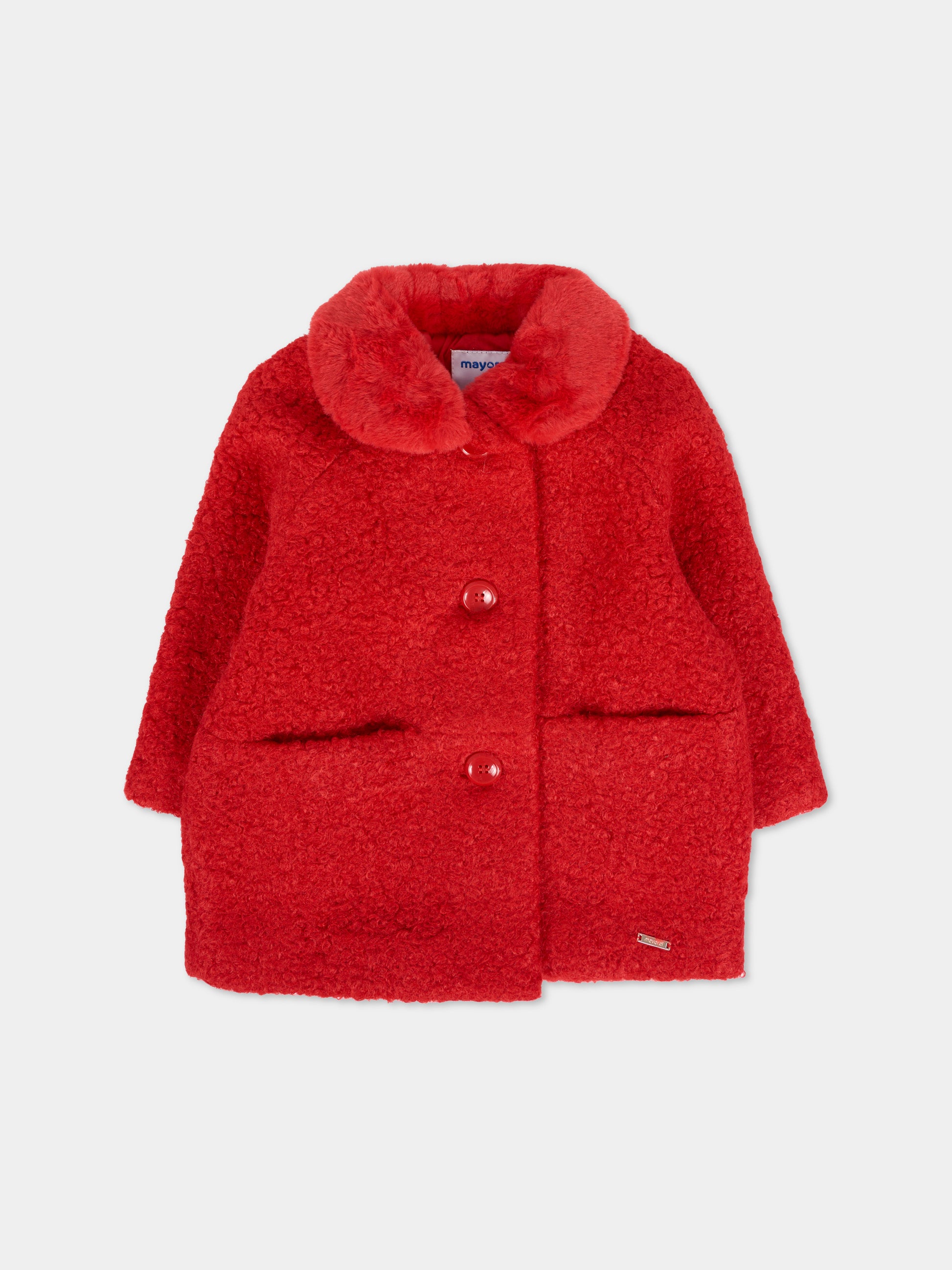 Cappotto rosso per neonata con patch logato,Mayoral,2432 076