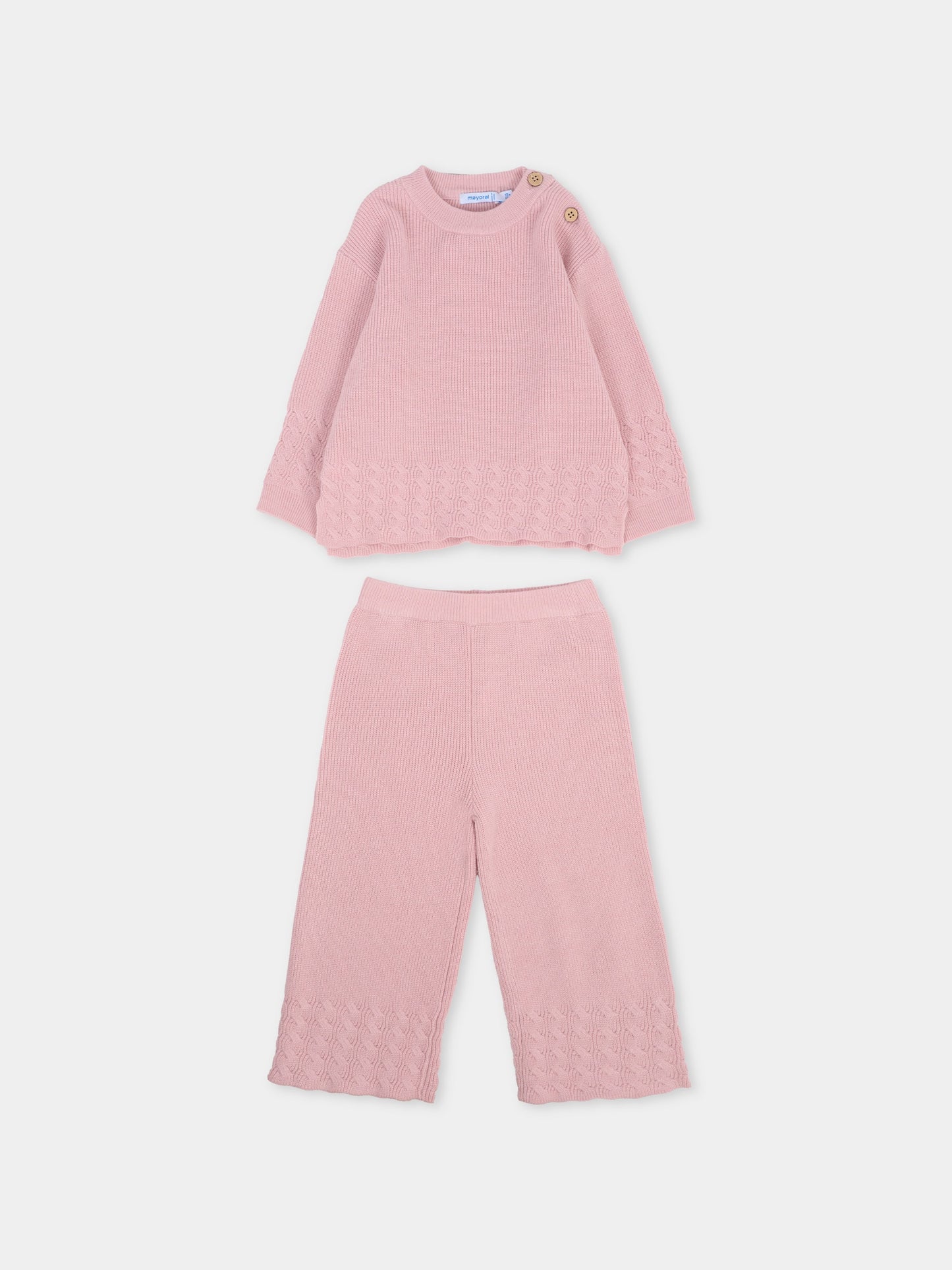 Completo rosa per neonata con lavorazione a treccia,Mayoral,2592 010