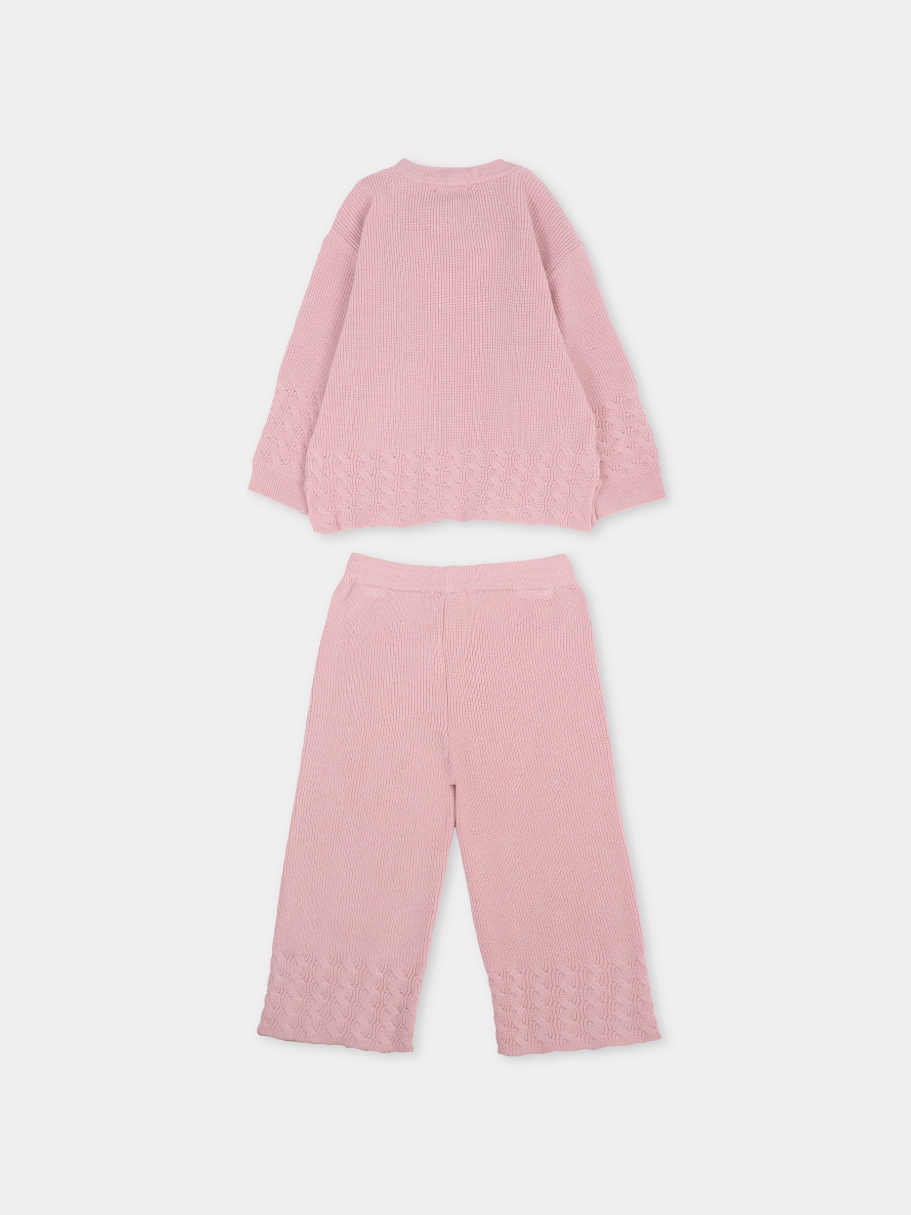 Completo rosa per neonata con lavorazione a treccia,Mayoral,2592 010