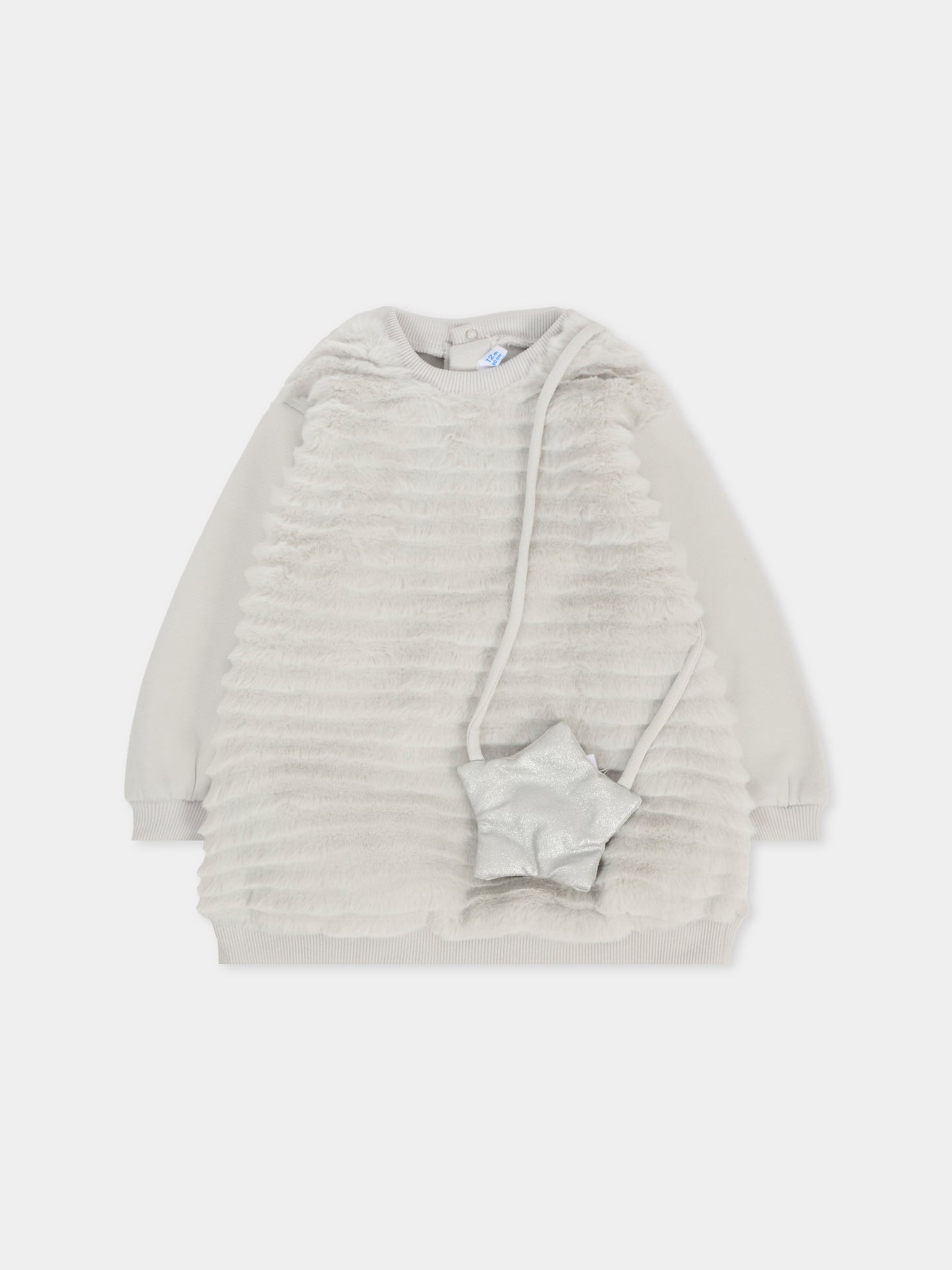 Vestito grigio per neonata con borsa a forma di stella,Mayoral,2919 051