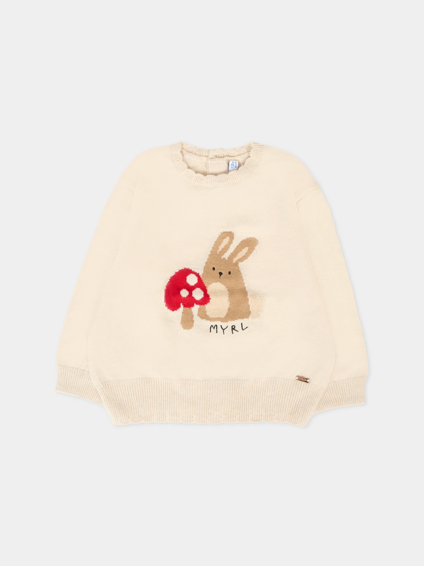 Maglione beige per neonata con coniglio,Mayoral,2354 021