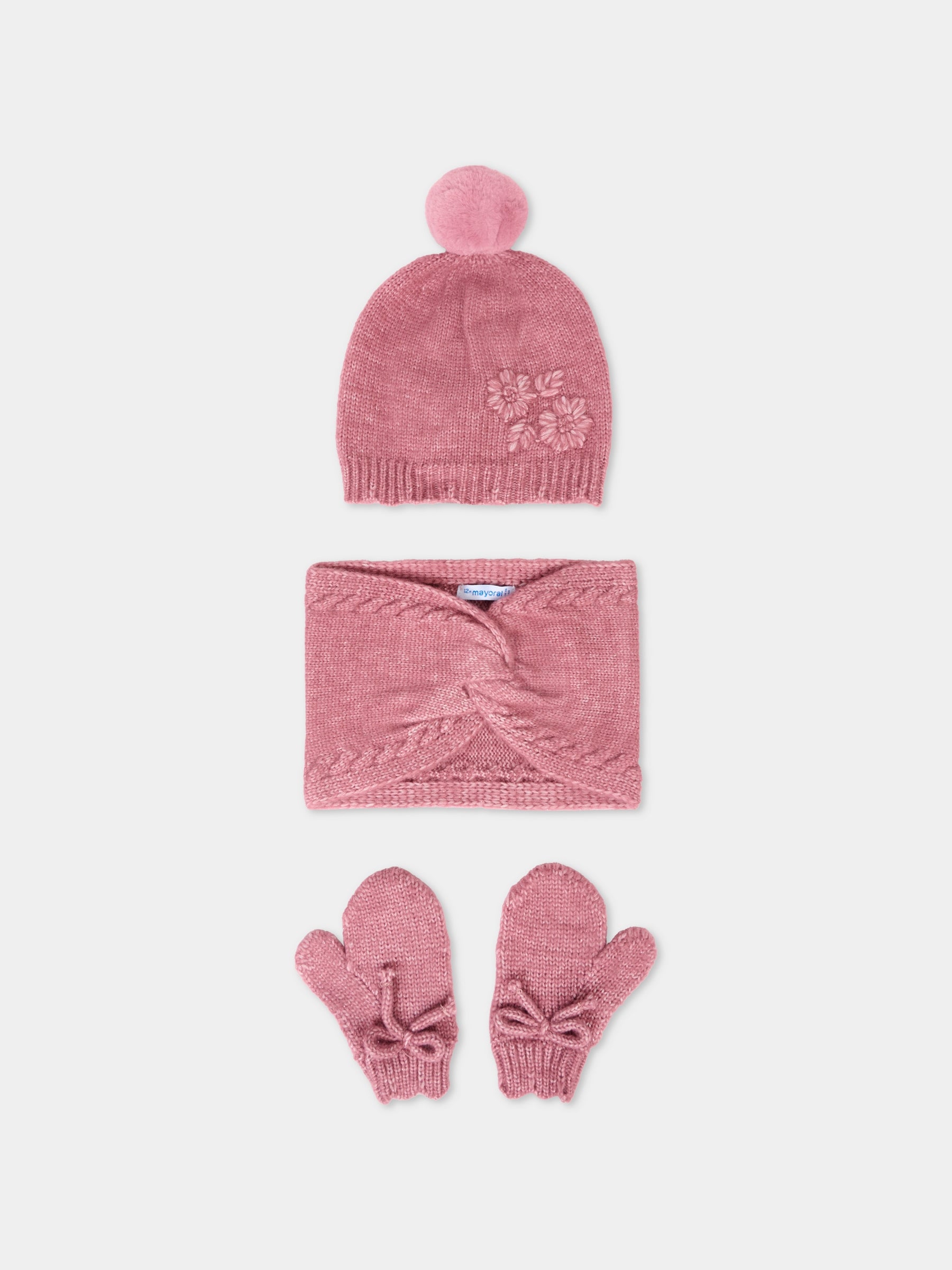 Set accessori fucsia per neonata con pompon,Mayoral,10019 049