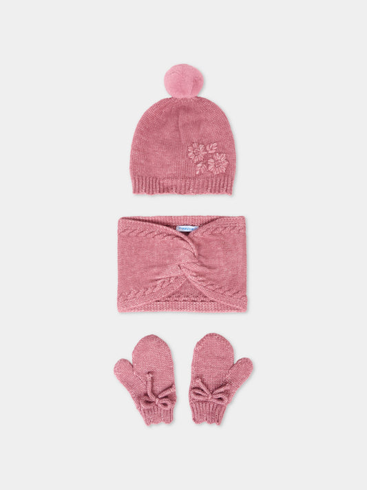 Set accessori fucsia per neonata con pompon,Mayoral,10019 049