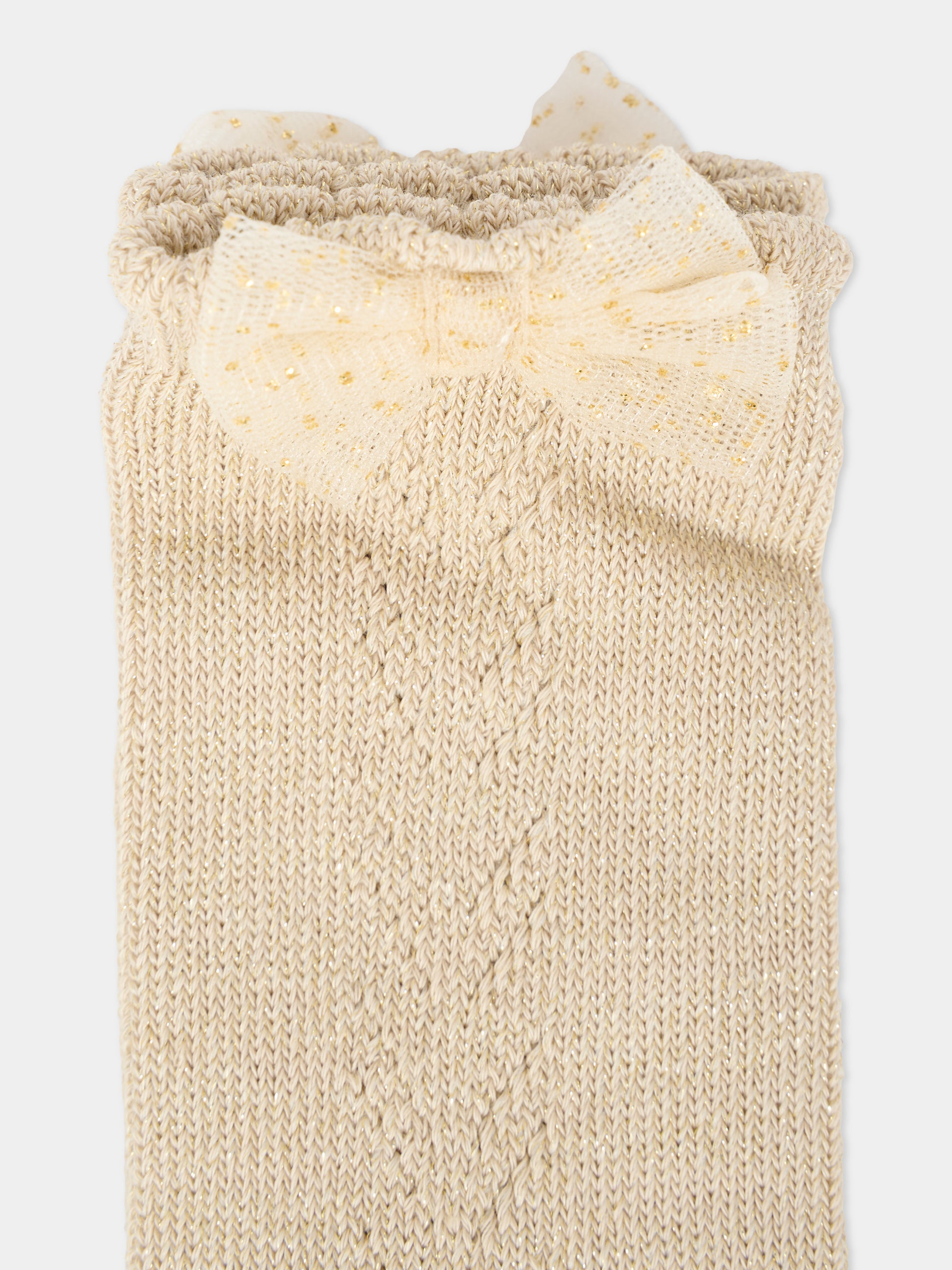 Calzini oro per neonata con fiocco,Mayoral,10010 042