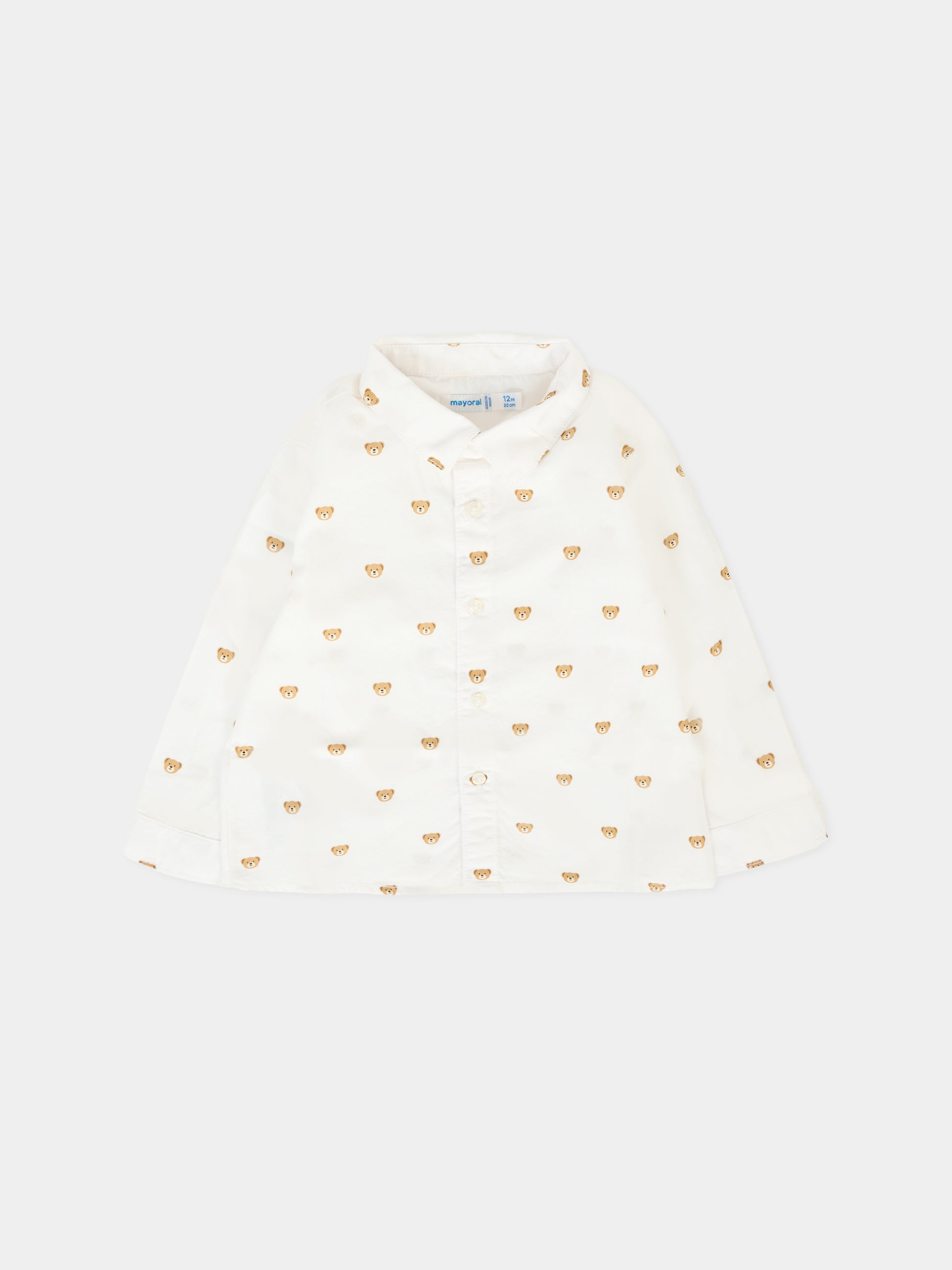 Camicia bianca per neonato con orso all over,Mayoral,2107 087