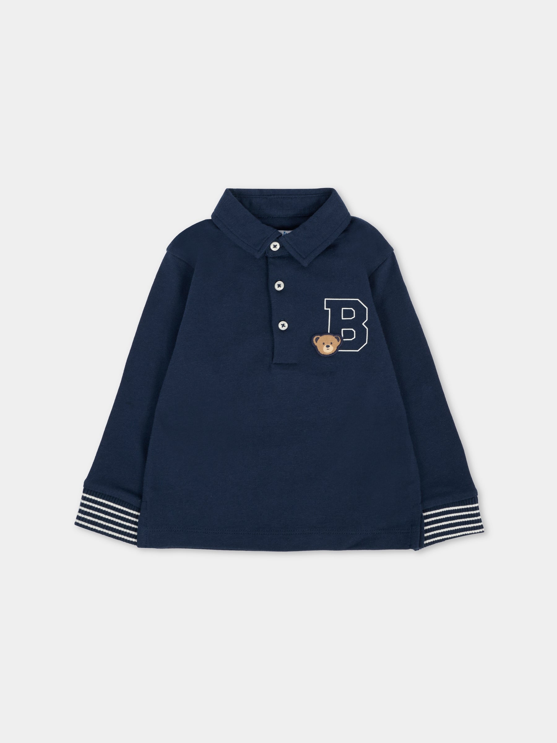 Polo blu con orsetto per neonato,Mayoral,2101 071