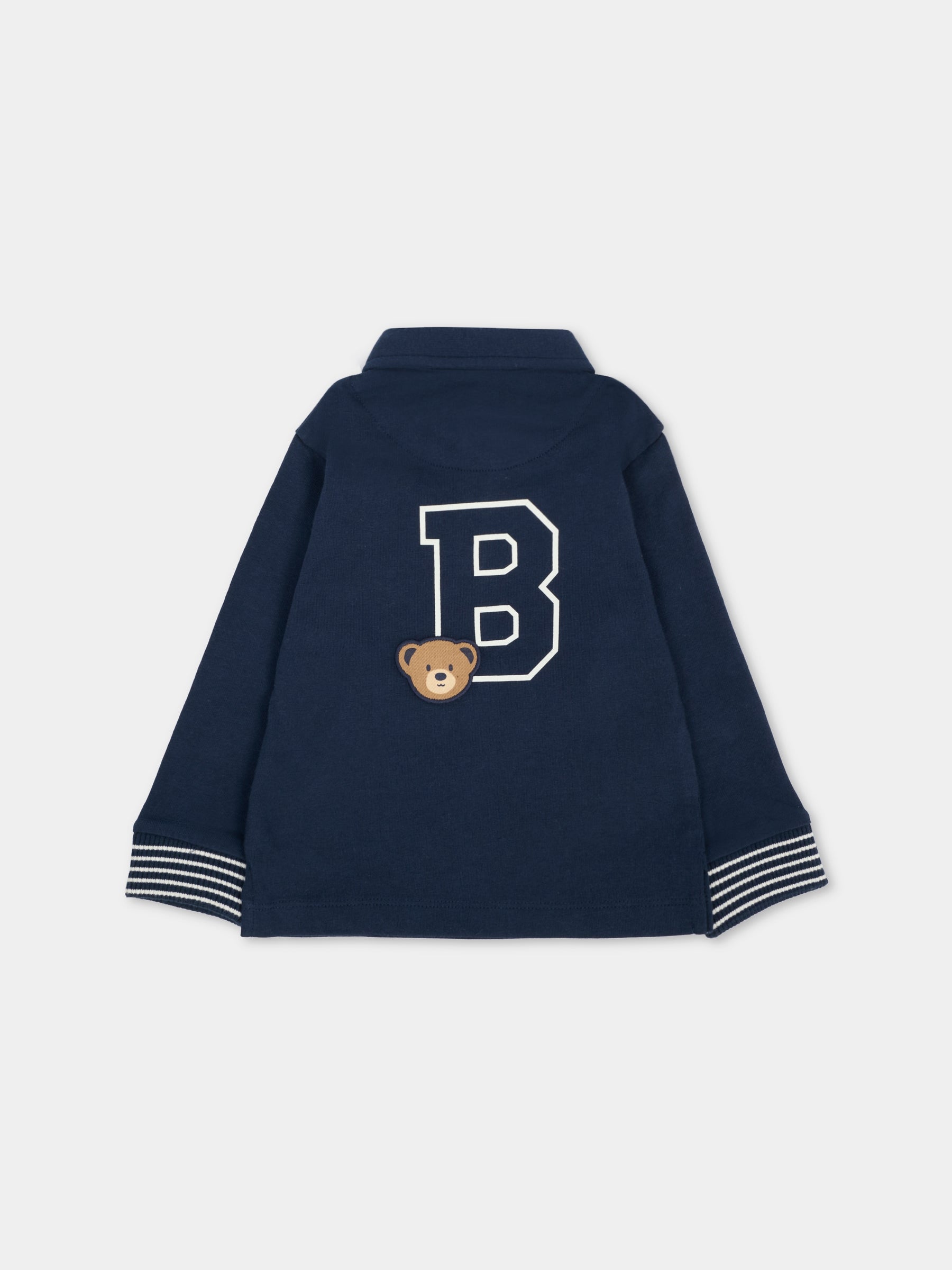 Polo blu con orsetto per neonato,Mayoral,2101 071
