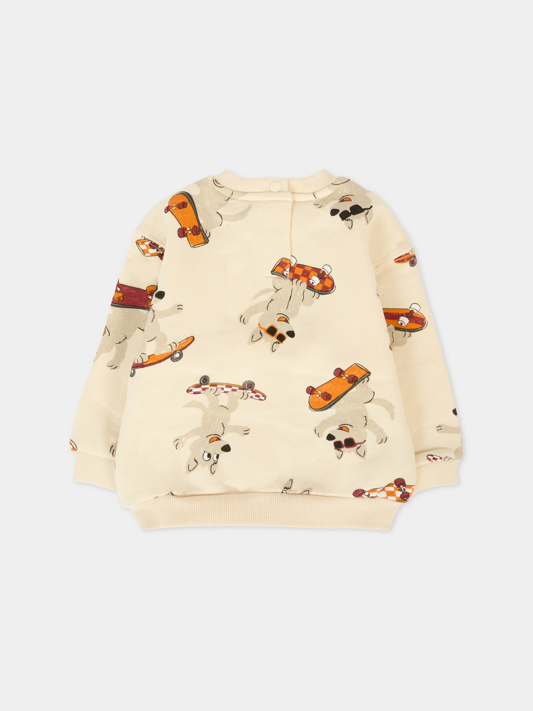 Felpa beige per neonato con lupo all over,Mayoral,2417 036