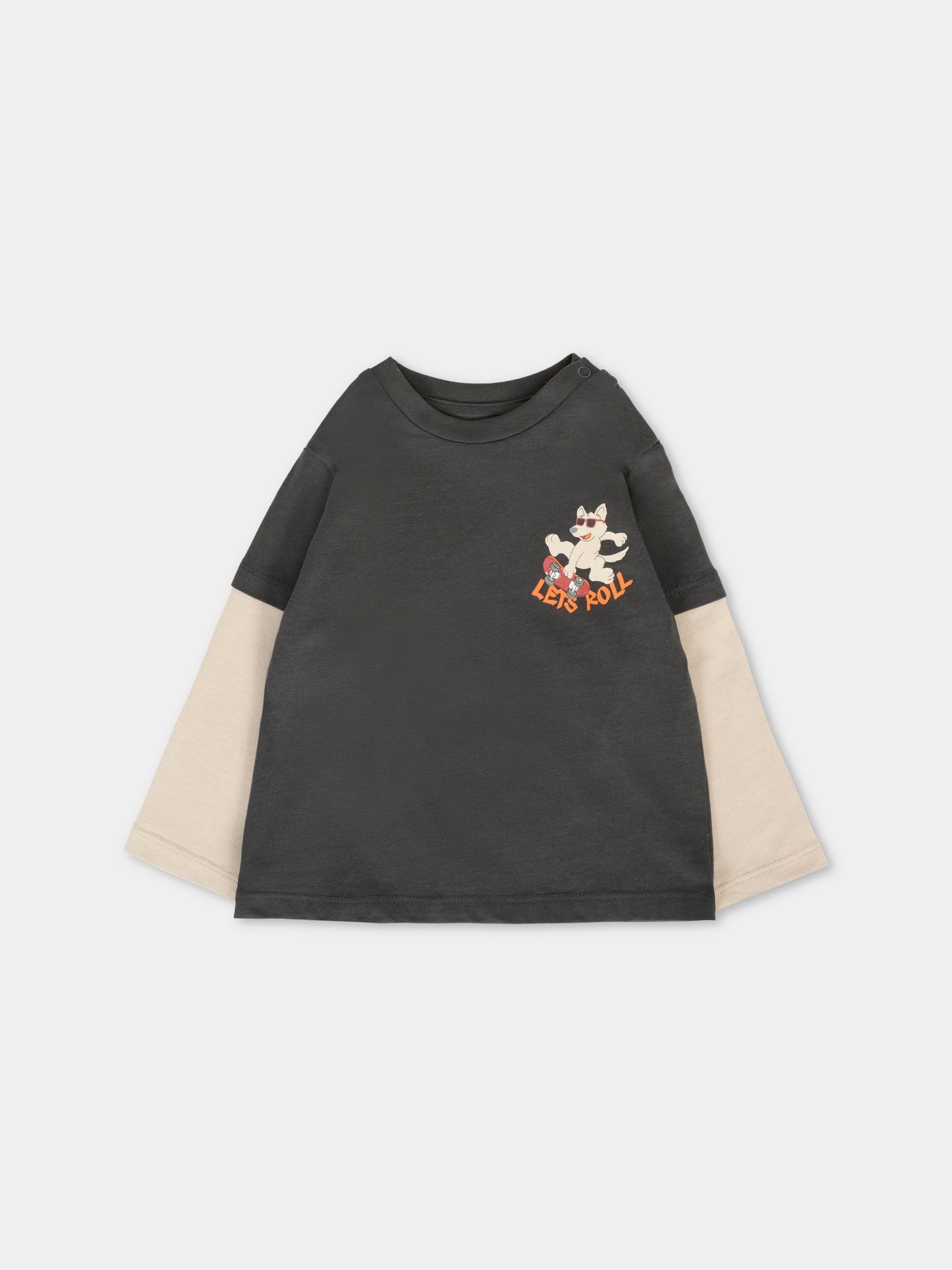 T-shirt grigia per neonato con logo,Mayoral,2062 094