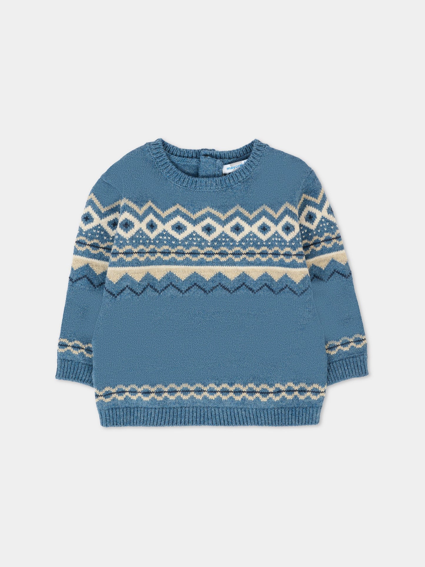 Maglione blu per neonato con motivo jacquard,Mayoral,2344 064