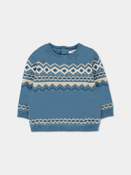 Maglione blu per neonato con motivo jacquard,Mayoral,2344 064