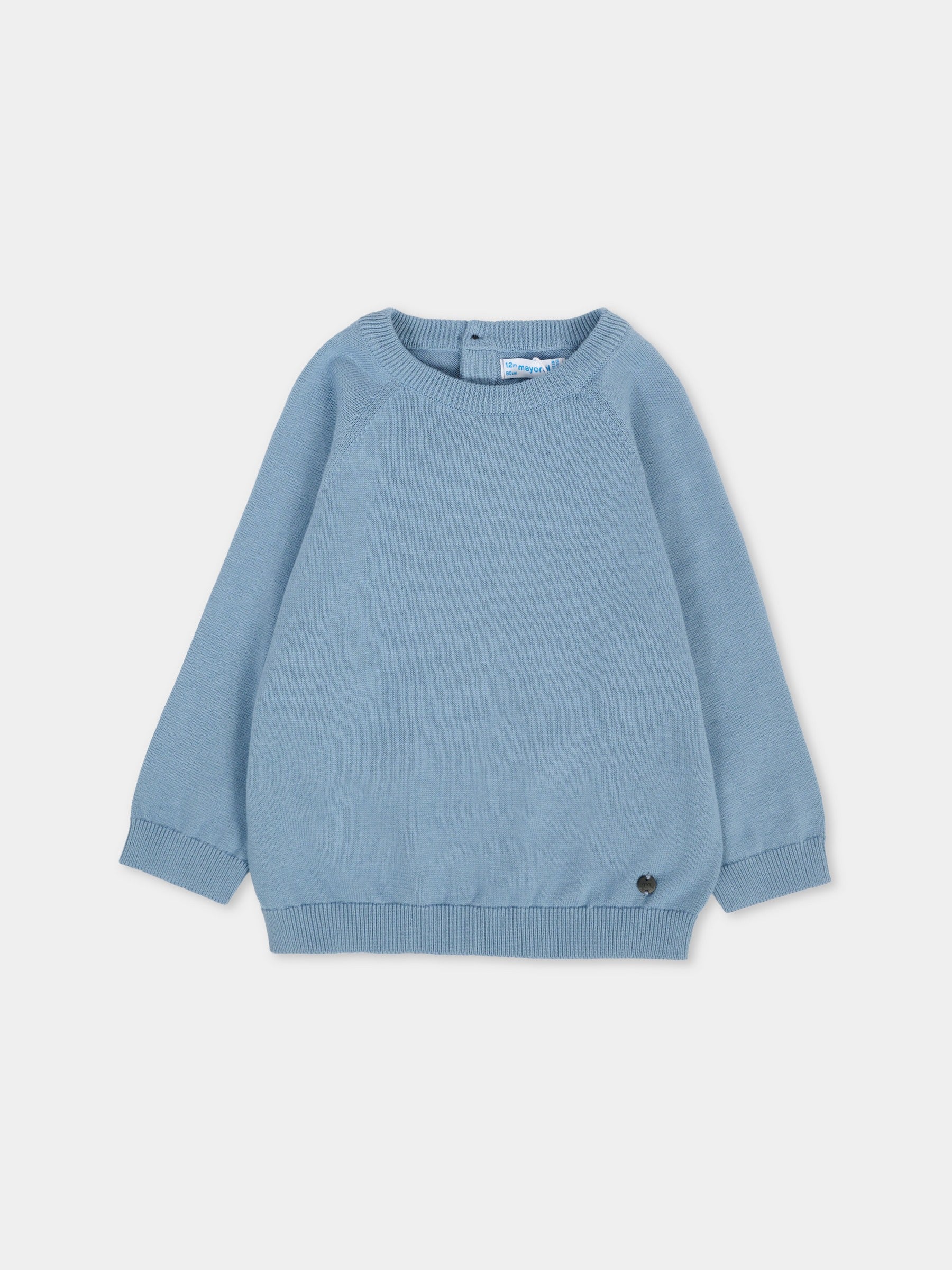 Maglione celeste per neonato con patch logato,Mayoral,309 038