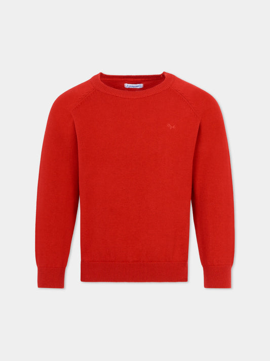 Maglione rosso per bambino con logo,Mayoral,323 015