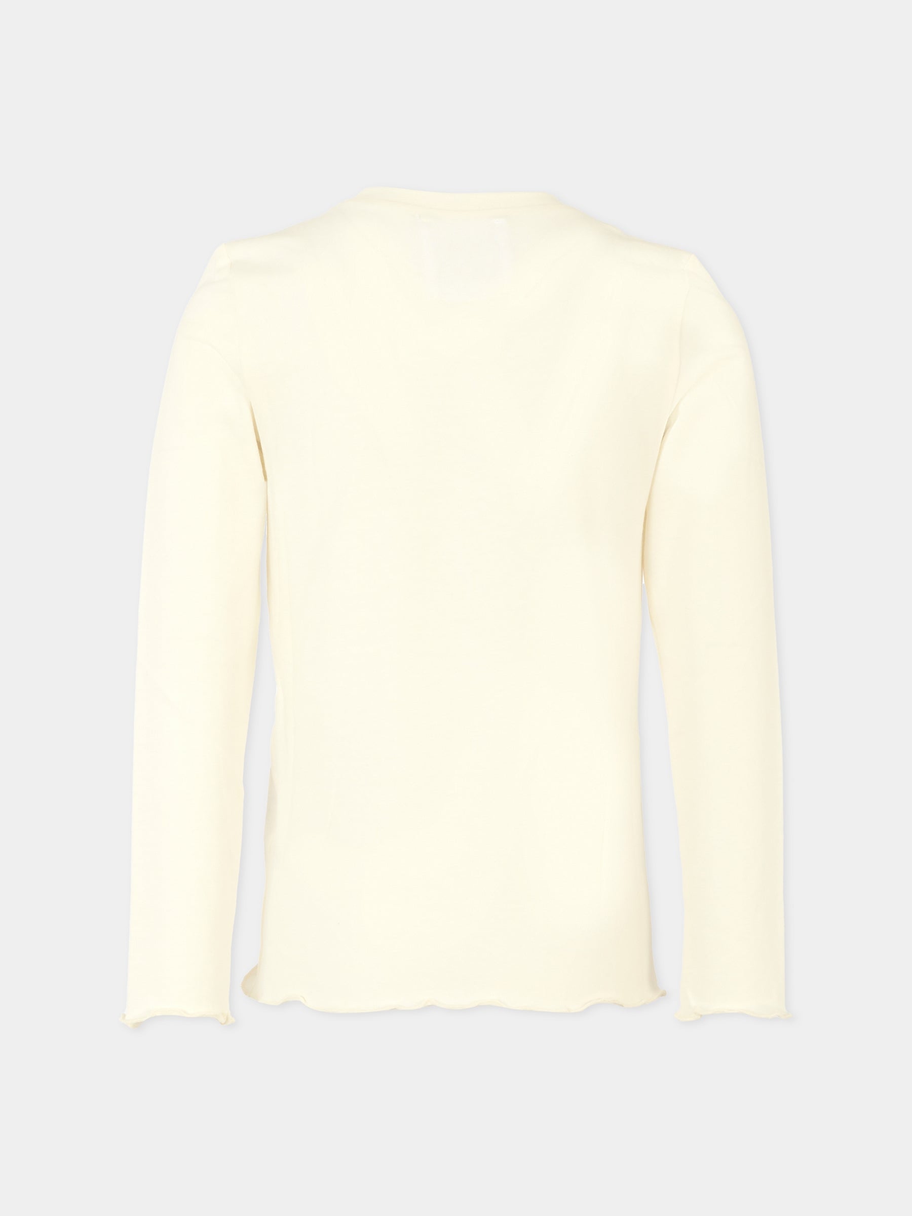 T-shirt avorio per bambina con patch logato,Douuod Kids,DX8A40 Z3382 101