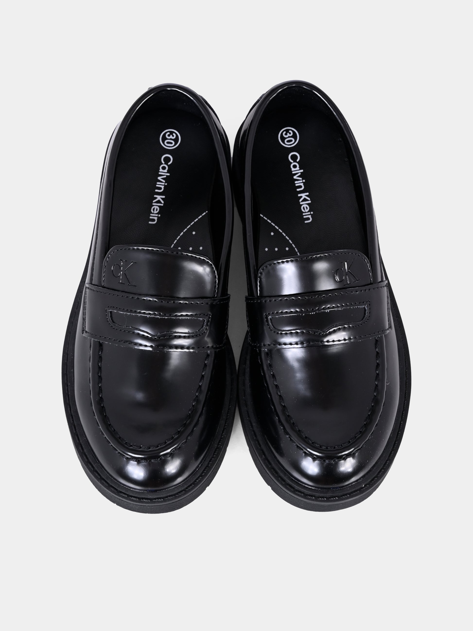 Mocassini neri per bambini con logo,Calvin Klein Kids,V3X4 83181 1453999